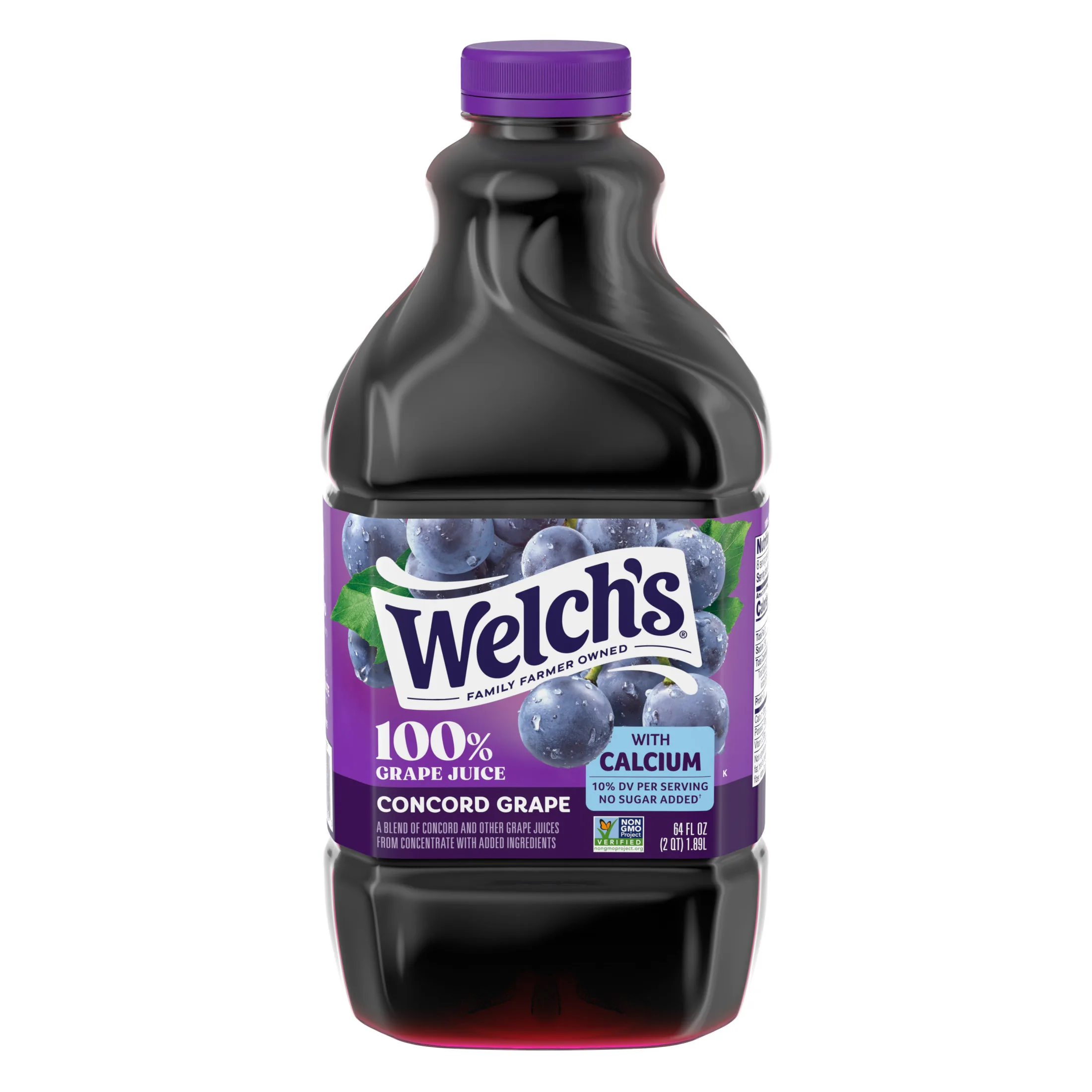 Welch's 100% Grape Juice with Calcium, Concord Grape, 64 fl oz Bottle
