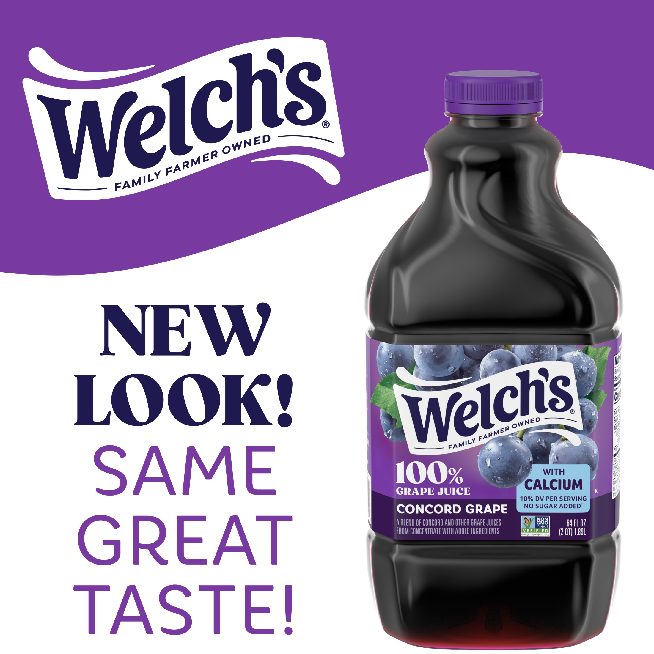 Welch's 100% Grape Juice with Calcium, Concord Grape, 64 fl oz Bottle thumbnail 2