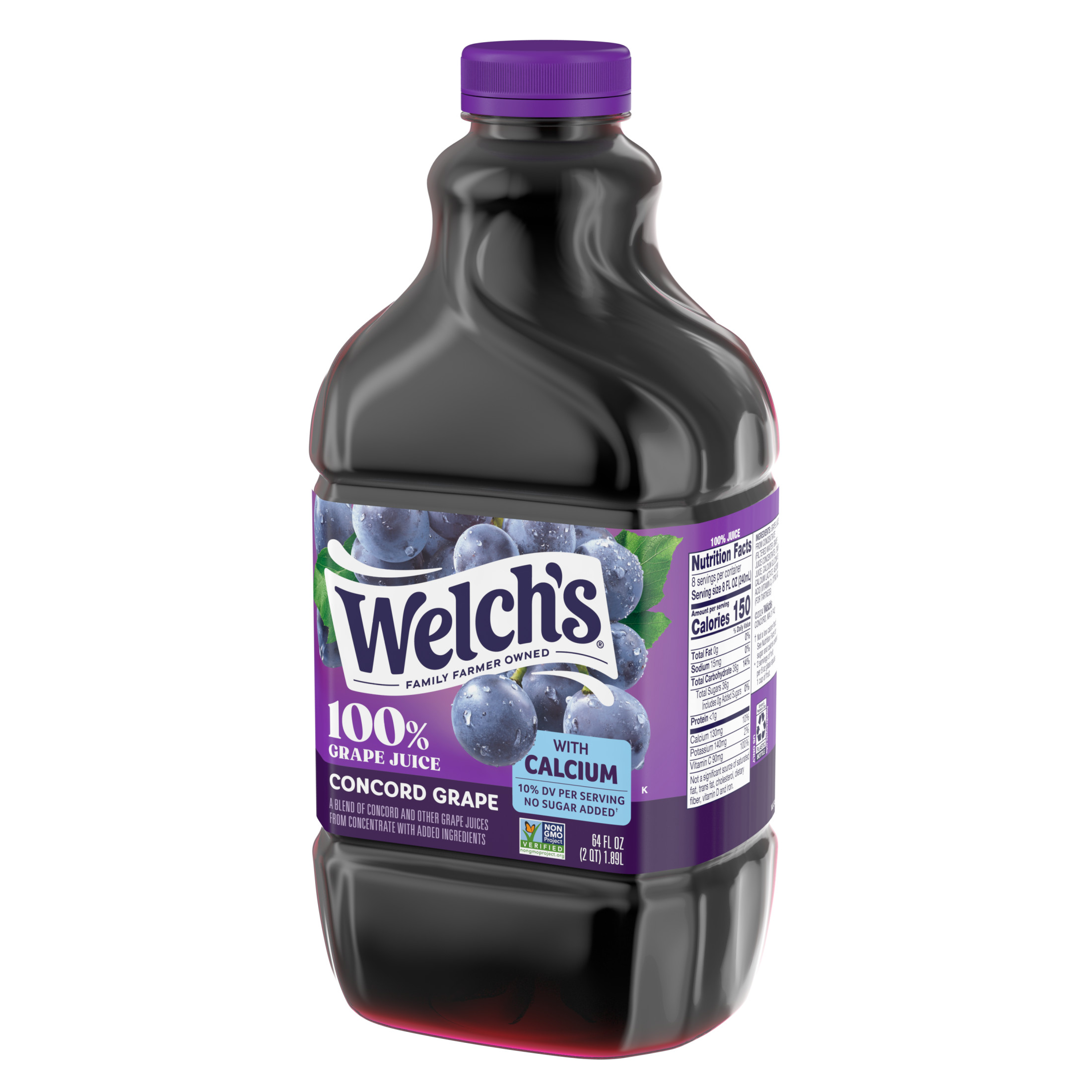 Welch's 100% Grape Juice with Calcium, Concord Grape, 64 fl oz Bottle thumbnail 3