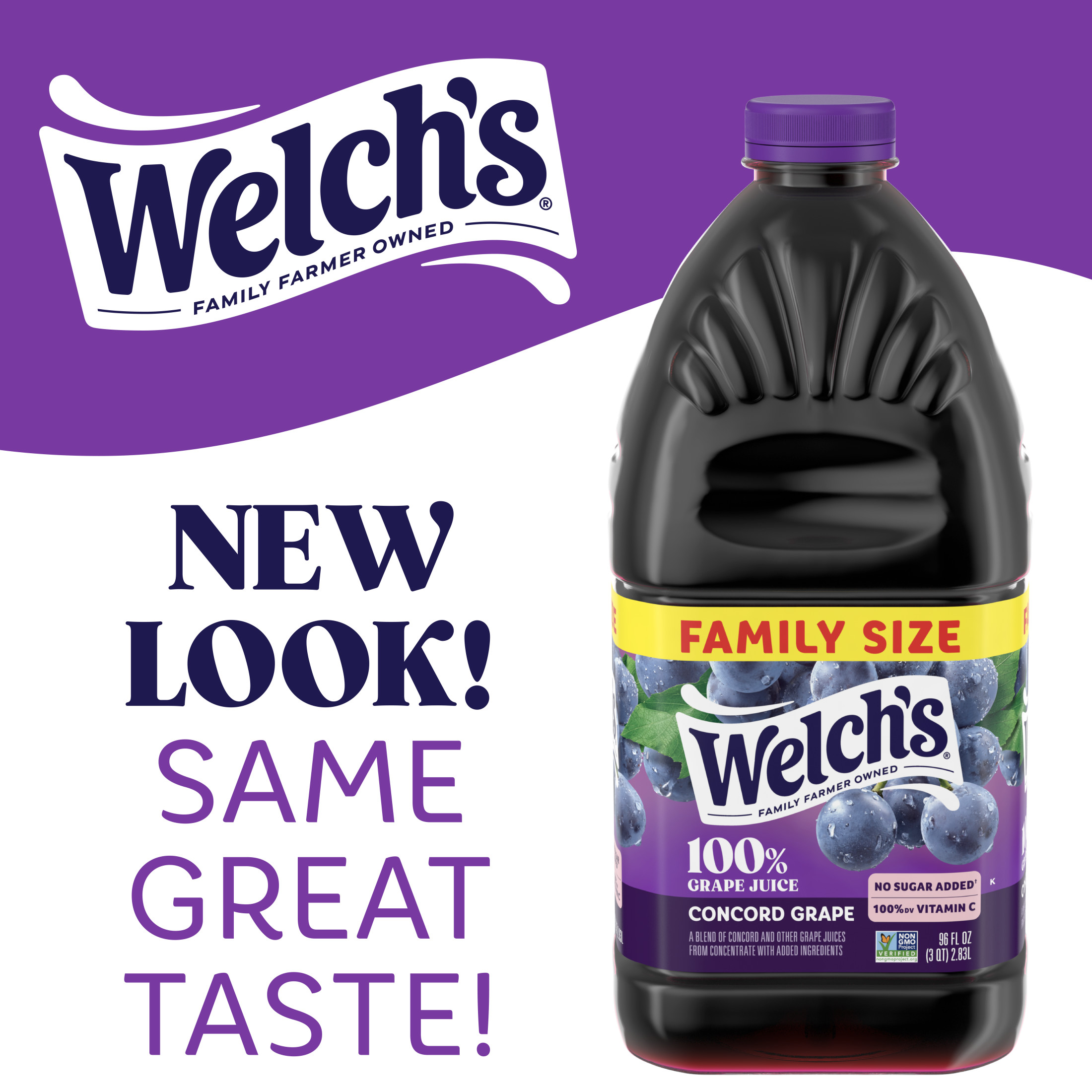 Welch's 100% Grape Juice, Concord Grape, 96 fl oz Bottle thumbnail 2