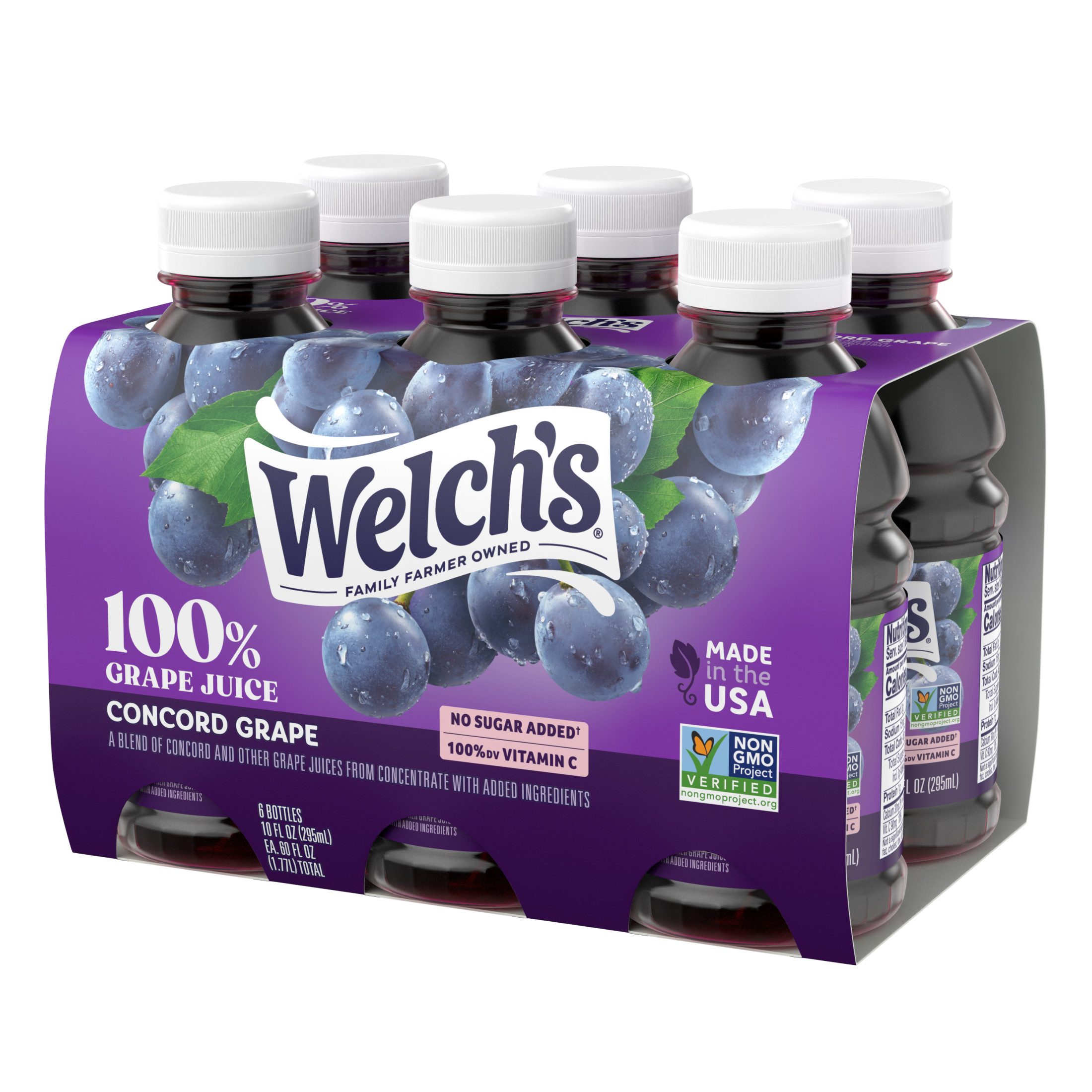 Welch's 100% Grape Juice, Concord Grape, 10 fl oz On-the-Go Bottle (Pack of 6) thumbnail 4