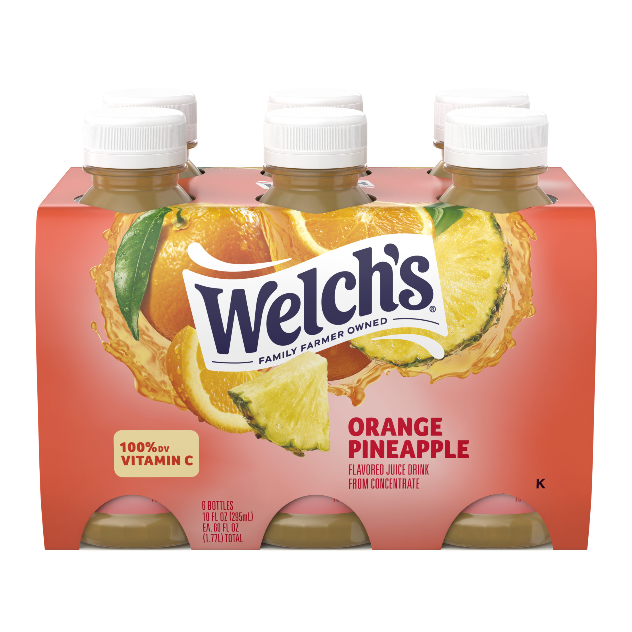 Welch's Orange Pineapple Juice Drink, 10 fl oz On-the-Go Bottle (Pack of 6)