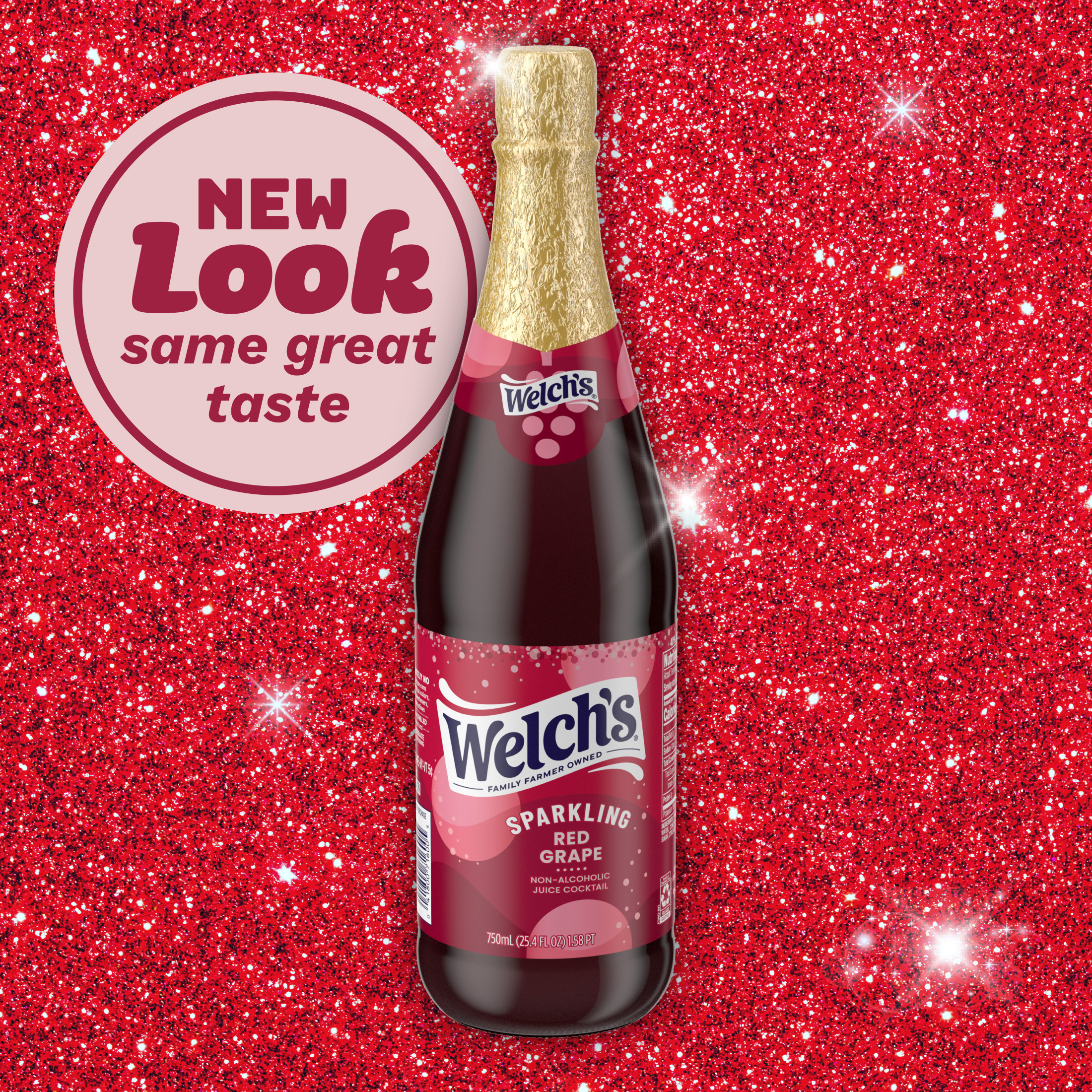 Welch's Non-Alcoholic Sparkling Juice Cocktail, Red Grape, 25.4 fl oz Bottle thumbnail 2