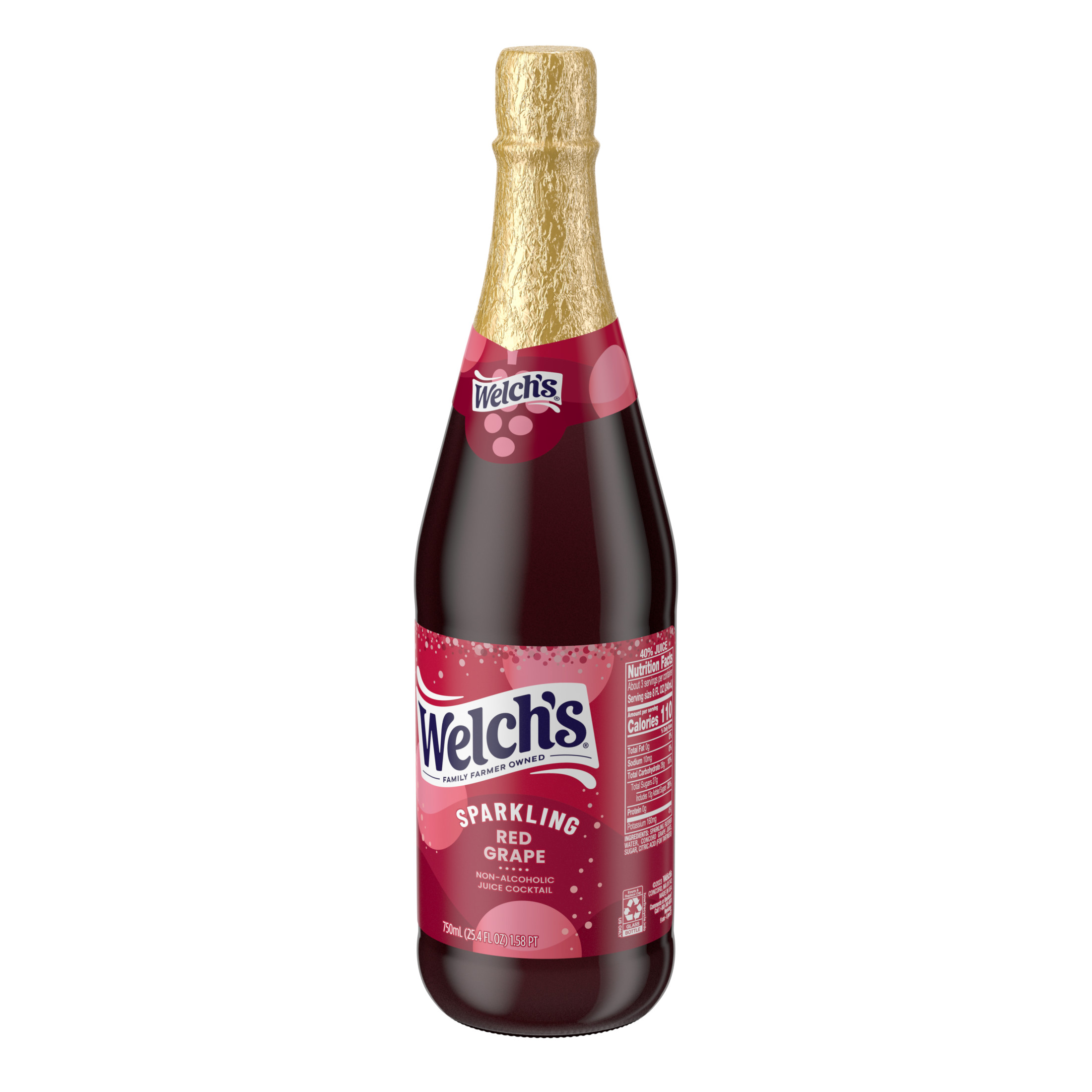 Welch's Non-Alcoholic Sparkling Juice Cocktail, Red Grape, 25.4 fl oz Bottle thumbnail 3