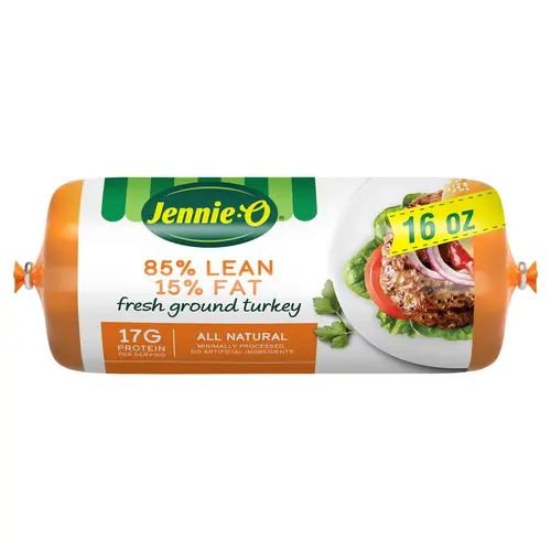 JENNIE-O Ground Fresh Lean Ground Turkey, 85% Lean/15% Fat, All Natural, 1 lb Plastic Roll