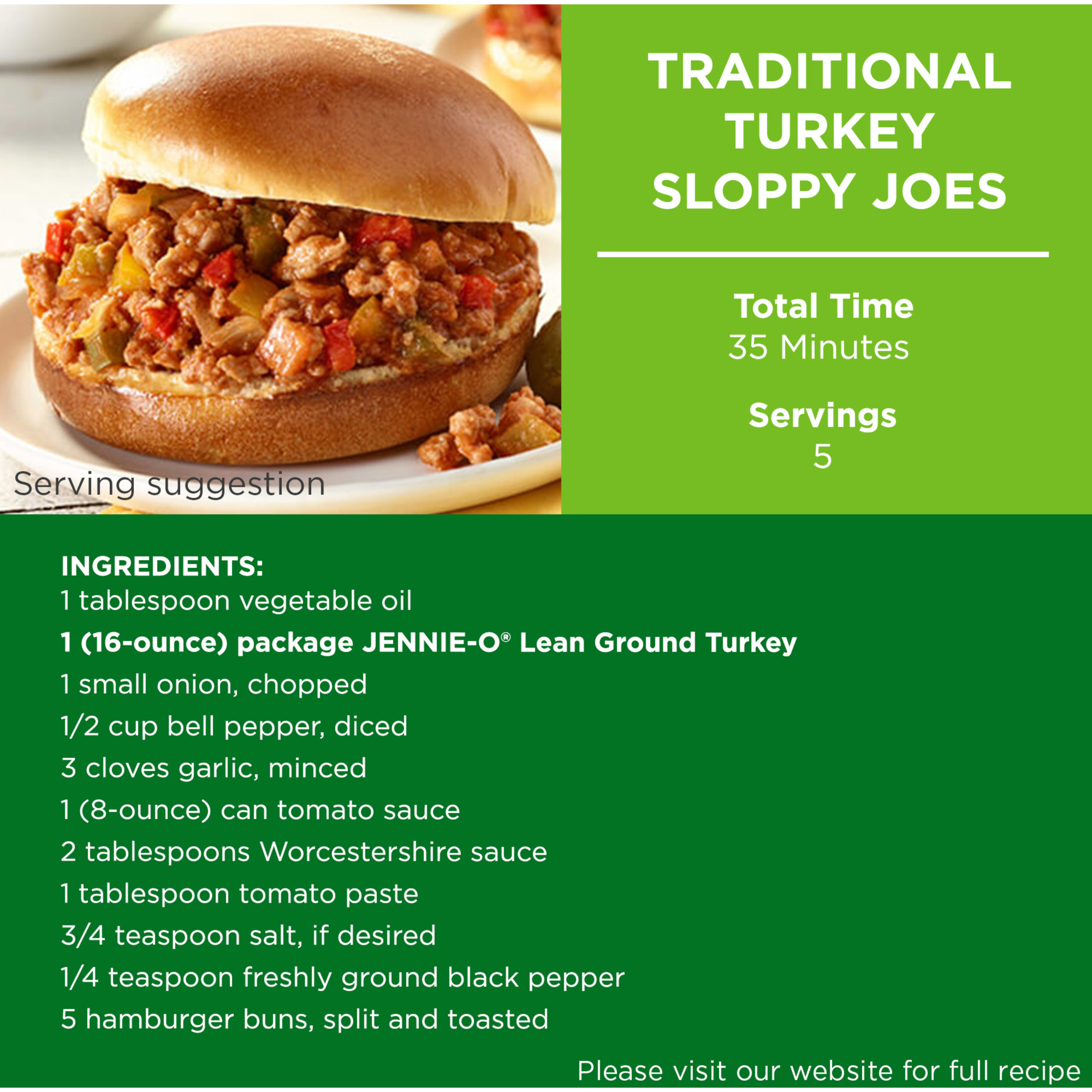 JENNIE-O Fresh Lean Ground Turkey, Fresh Meat, 85% Lean/15% Fat, Serving size 112 g, *All Natural, 3 lb Plastic Tray thumbnail 2
