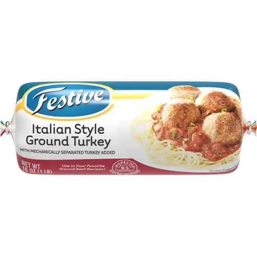 FESTIVE Italian Seasoned Ground Turkey, Frozen, 1 lb Roll