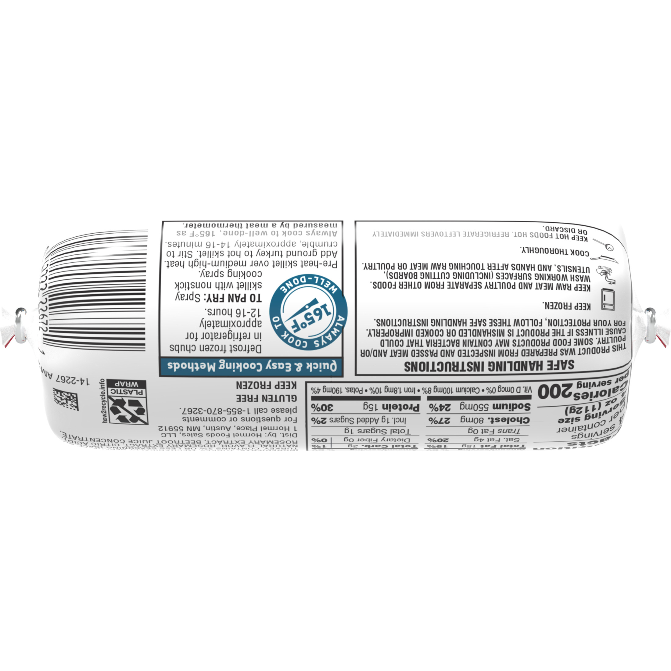 FESTIVE Italian Seasoned Ground Turkey, Frozen, 1 lb Roll thumbnail 3