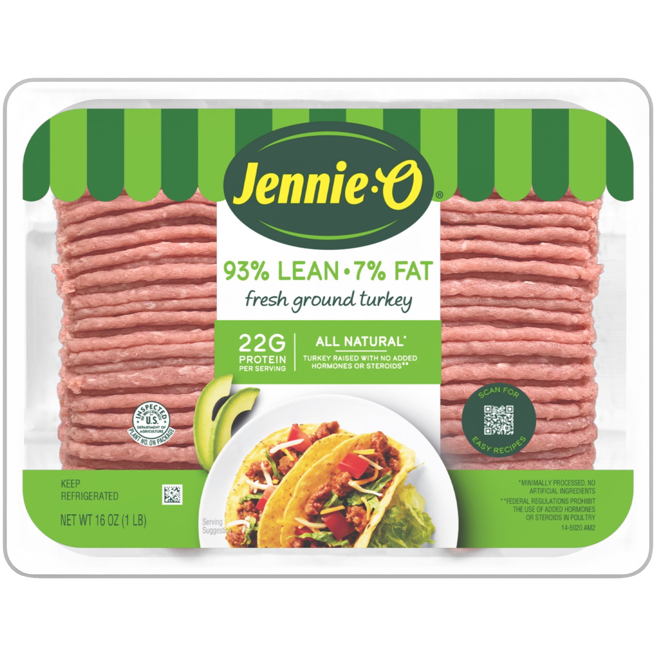 JENNIE-O Fresh Lean Ground Turkey, Fresh Meat, 93% Lean/7% Fat, *All Natural, 16 oz Plastic Tray thumbnail 2
