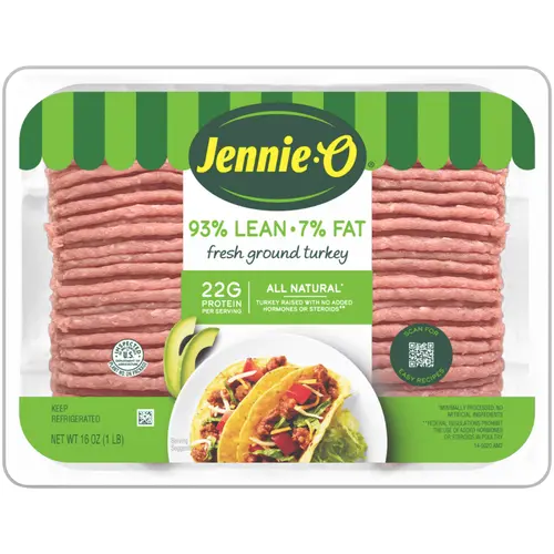 JENNIE-O Fresh Lean Ground Turkey, Fresh Meat, 93% Lean/7% Fat, *All Natural, 16 oz Plastic Tray thumbnail 2