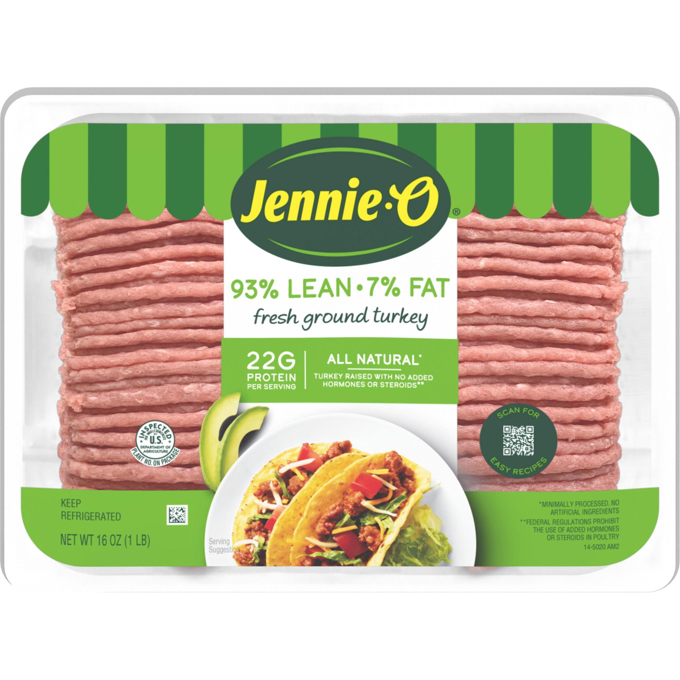 JENNIE-O Fresh Lean Ground Turkey, Fresh Meat, 93% Lean/7% Fat, *All Natural, 16 oz Plastic Tray thumbnail 4