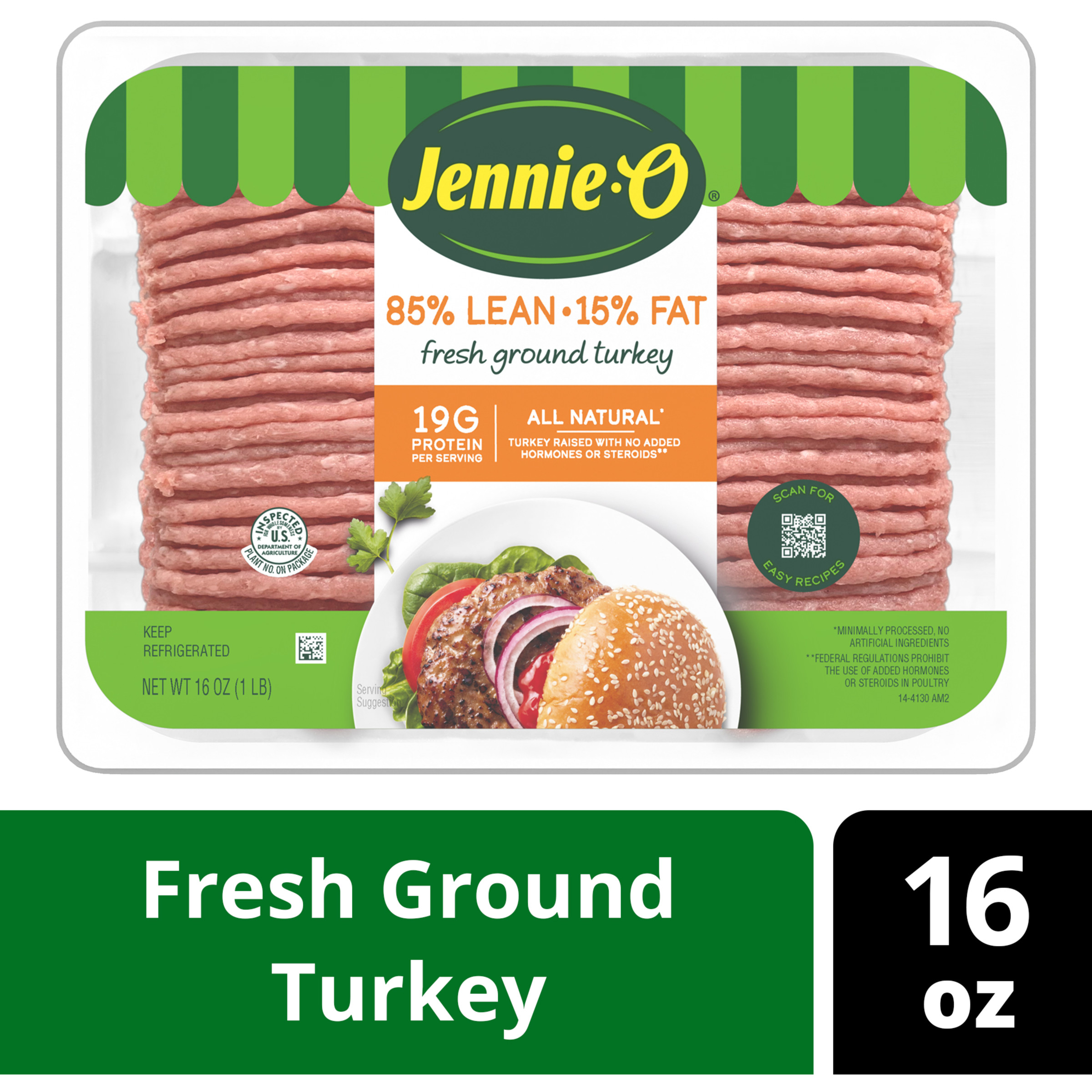 JENNIE-O Ground Turkey 85% Lean / 15% Fat - 1 lb. tray 16 oz