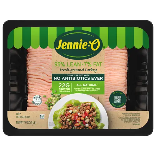 JENNIE-O Fresh Lean Ground Turkey, 93% Lean/7% Fat, All Natural, Refrigerated, 1 lb Plastic Tray