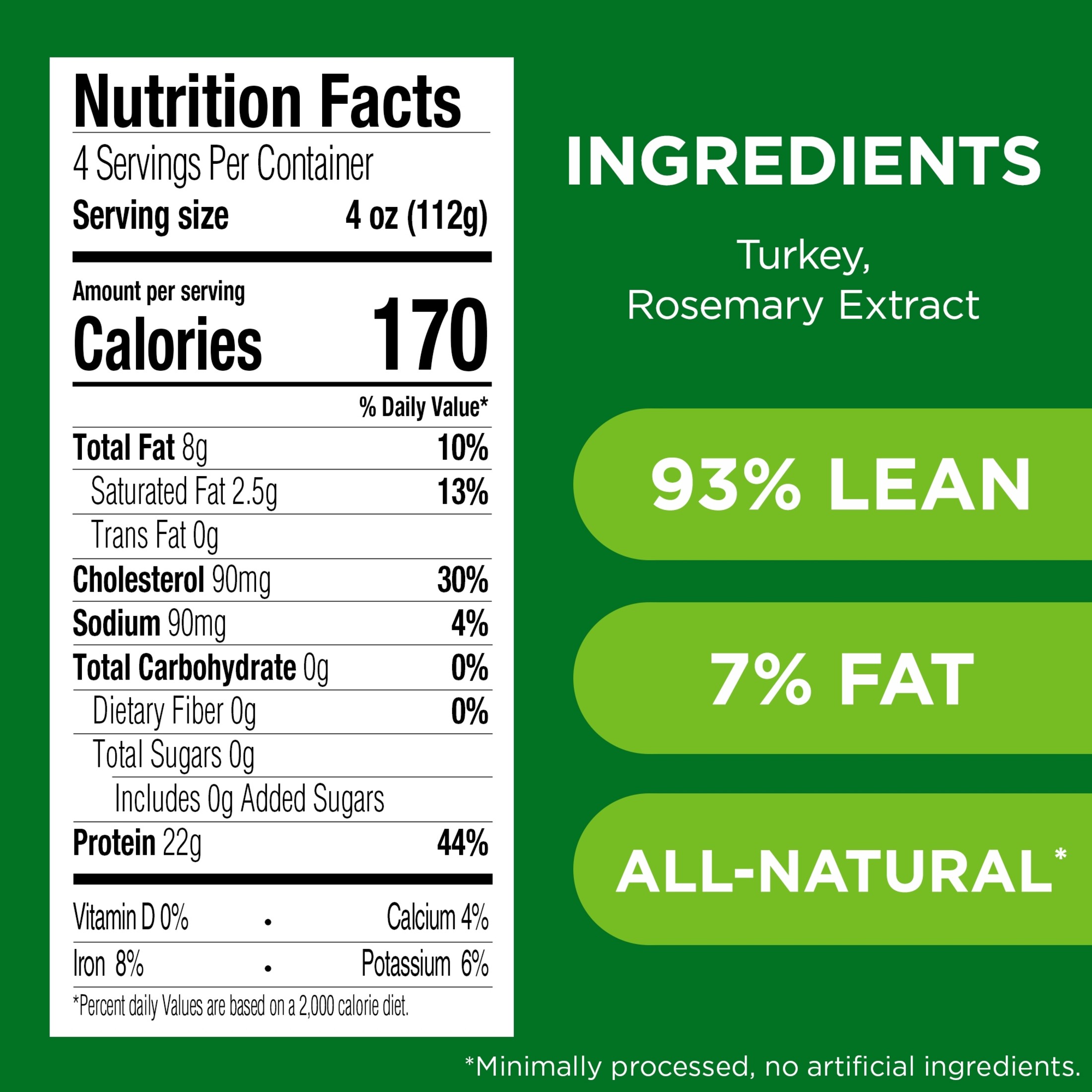 JENNIE-O Fresh Lean Ground Turkey, 93% Lean/7% Fat, All Natural, Refrigerated, 1 lb Plastic Tray thumbnail 4