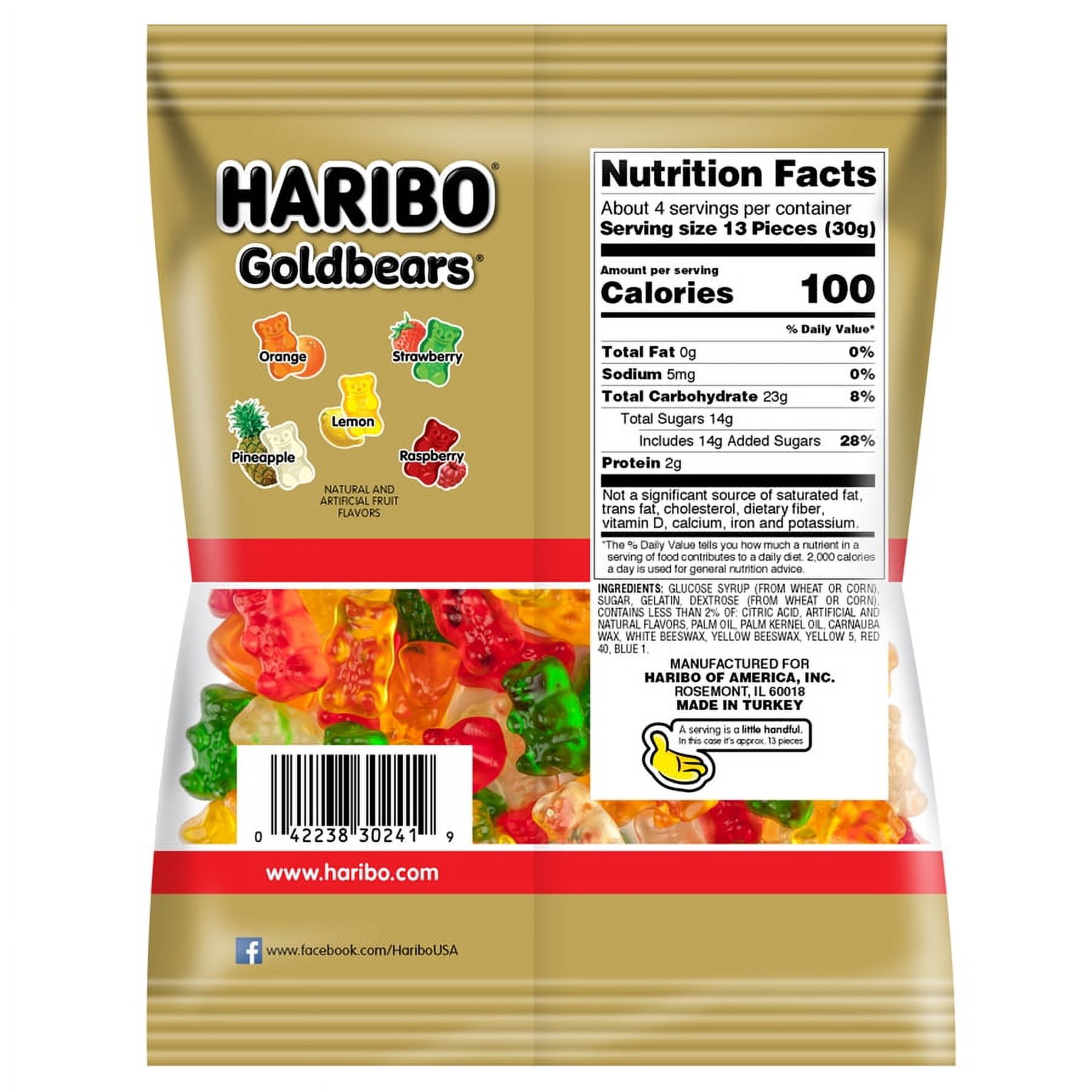 HARIBO Goldbears Gummies Original Assorted Fruit Flavor Gummy Candy, 4oz, Share Size Peg Bag thumbnail 4