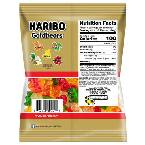 HARIBO Goldbears Gummies Original Assorted Fruit Flavor Gummy Candy, 4oz, Share Size Peg Bag thumbnail 4