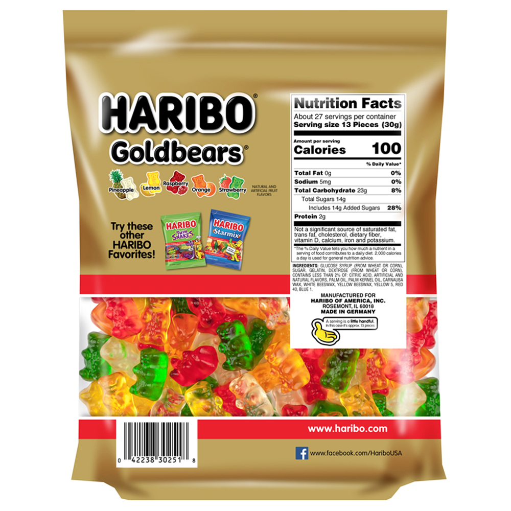 HARIBO Goldbears Gummies Original Assorted Fruit Flavor Gummy Candy, 28.8oz, Party Size Bag thumbnail 2