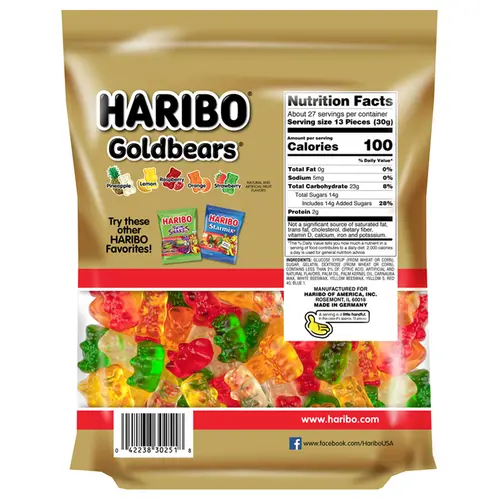 HARIBO Goldbears Gummies Original Assorted Fruit Flavor Gummy Candy, 28.8oz, Party Size Bag thumbnail 2