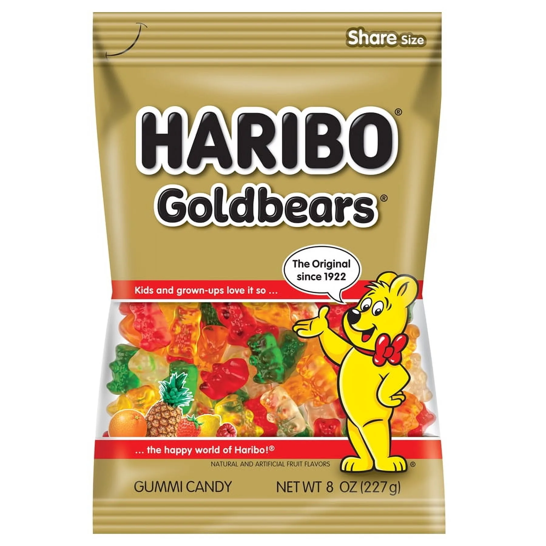 HARIBO Goldbears Gummies Original Assorted Fruit Flavor Gummy Candy, 8oz, Share Size Bag