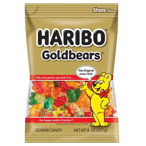 HARIBO Goldbears Gummies Original Assorted Fruit Flavor Gummy Candy, 8oz, Share Size Bag