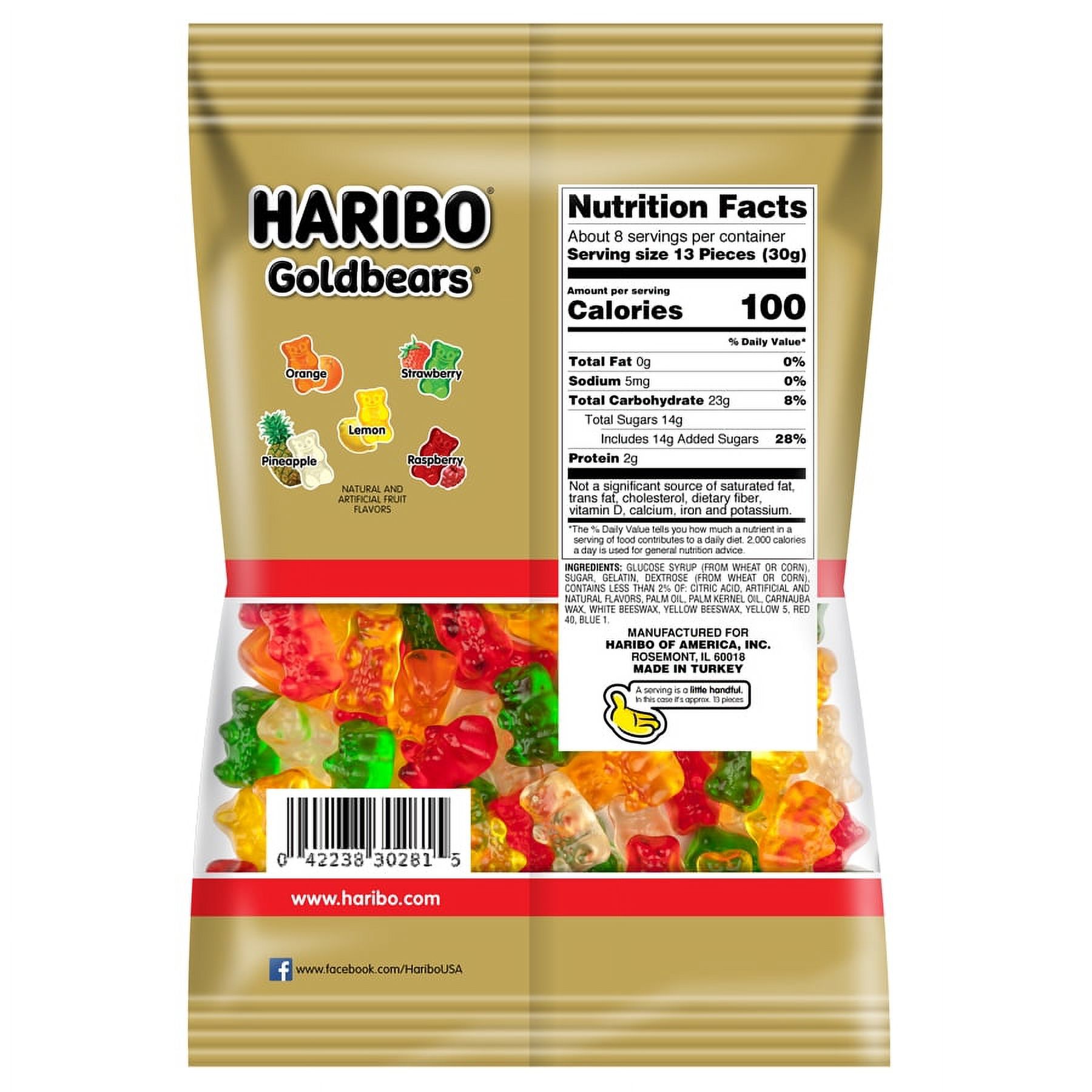 HARIBO Goldbears Gummies Original Assorted Fruit Flavor Gummy Candy, 8oz, Share Size Bag thumbnail 2