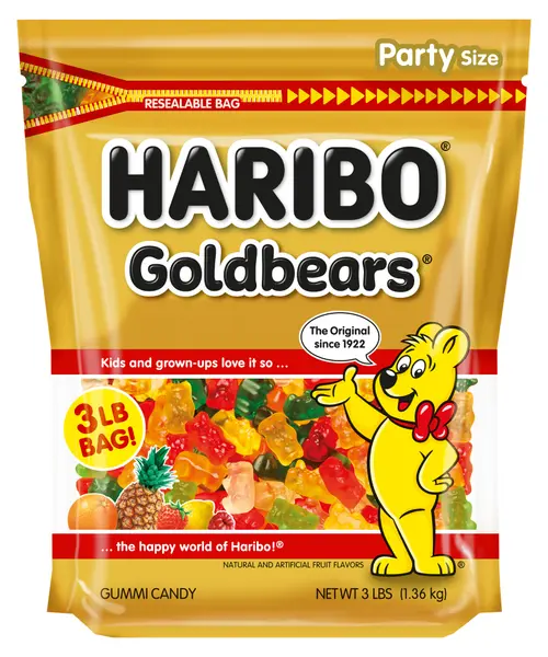 HARIBO Goldbears Gummies Original Assorted Fruit Flavor Gummy Candy, 3lb, Party Size Bag