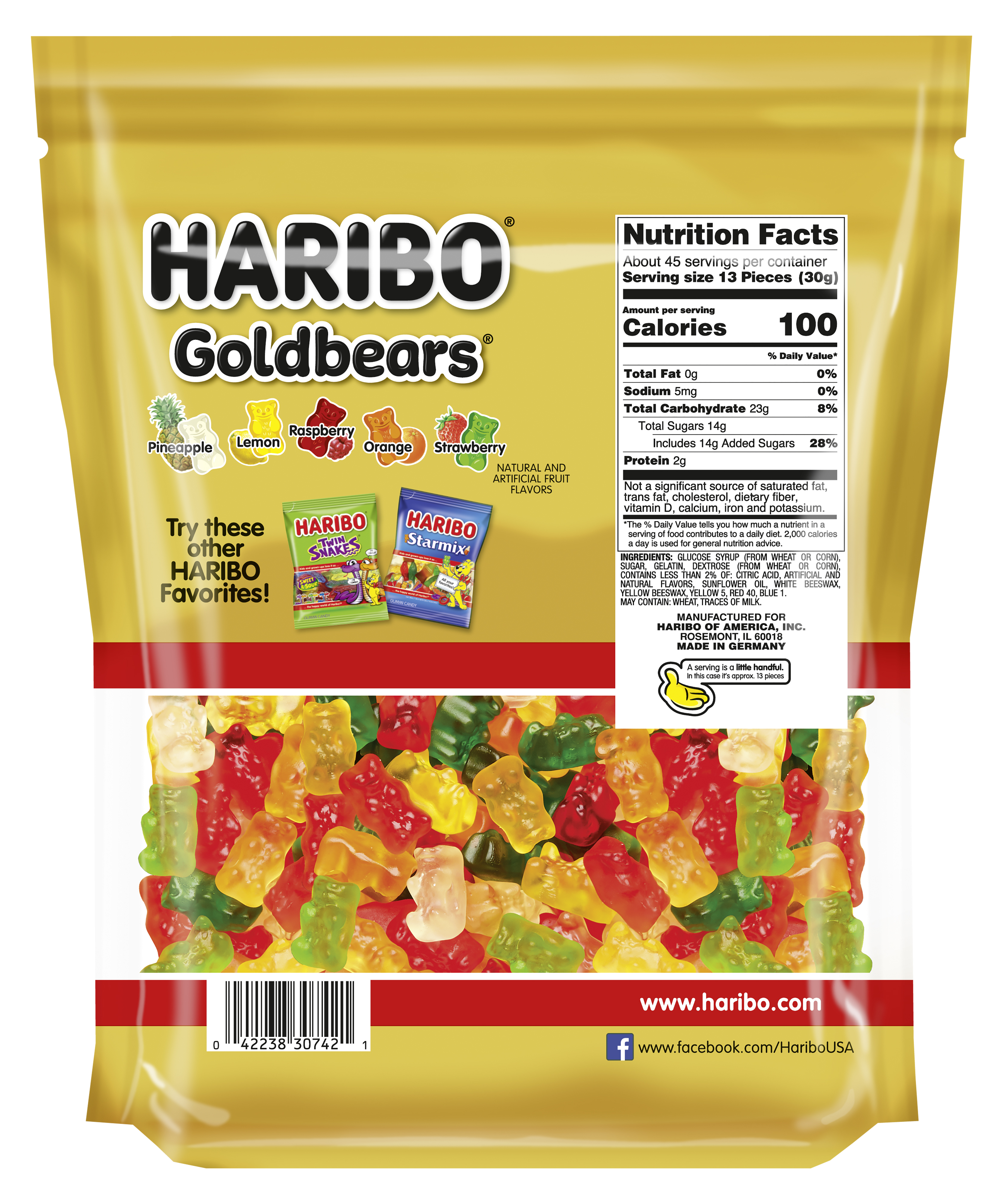 HARIBO Goldbears Gummies Original Assorted Fruit Flavor Gummy Candy, 3lb, Party Size Bag thumbnail 2