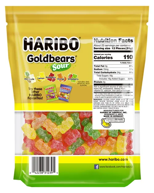 HARIBO Gold-Bears Sour Gummy Candy, 25.6 oz thumbnail 2