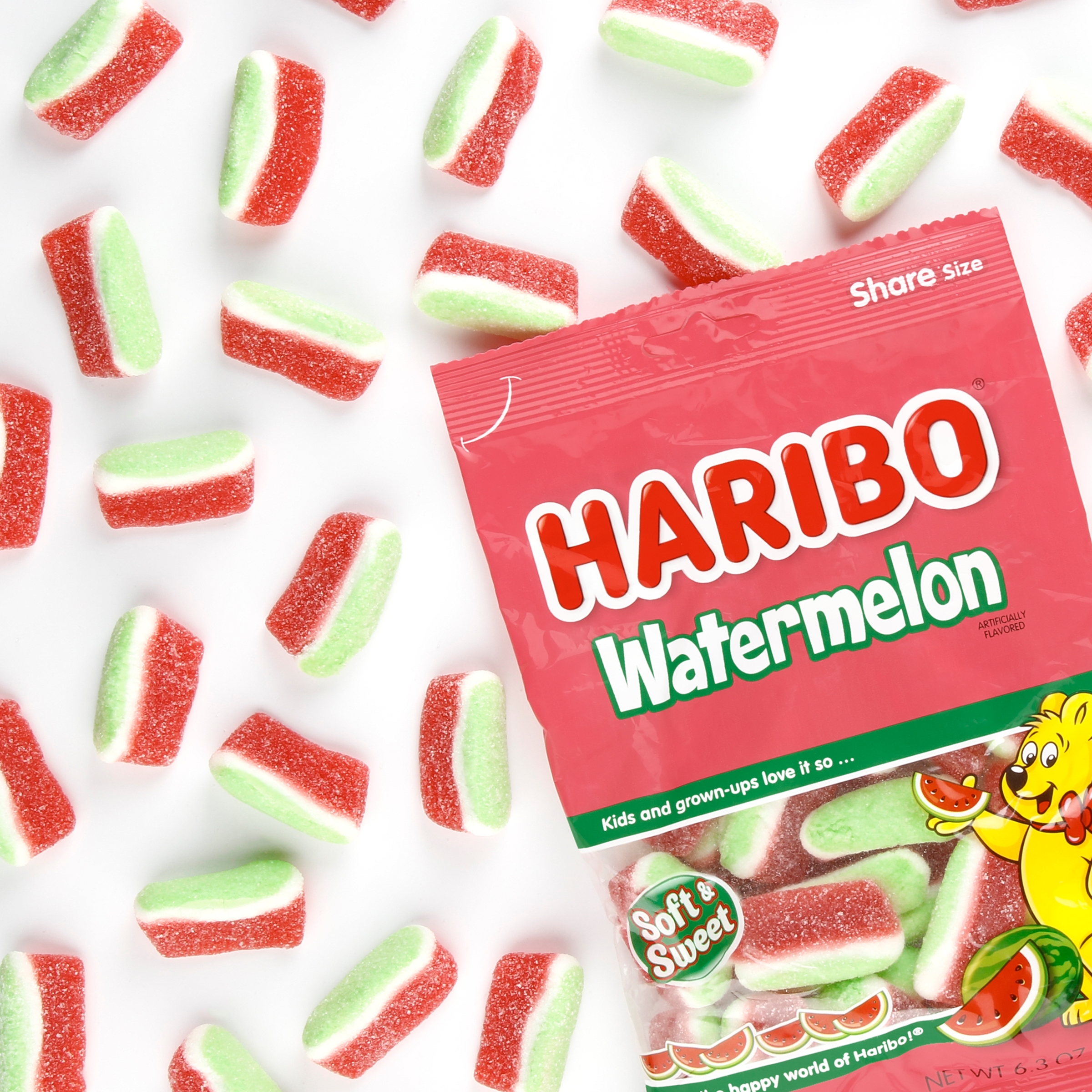 HARIBO Watermelon Gummies Fruity Watermelon Flavor Gummy Candy, 6.3oz, Share Size Bag thumbnail 3