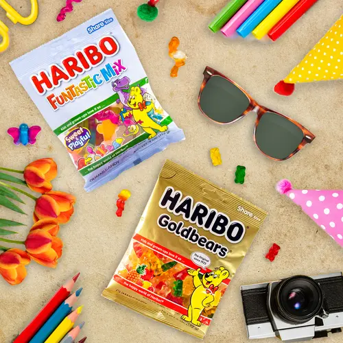 HARIBO Funtastic Mix Gummies Original Assorted Fun Shapes and Fruit Flavor Gummy Candy, 4oz, Share Size Peg Bag thumbnail 4