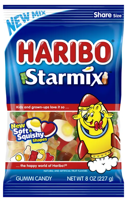 HARIBO Starmix Gummi Candies, Thin, Pack of 1, 8 oz Peg Bag