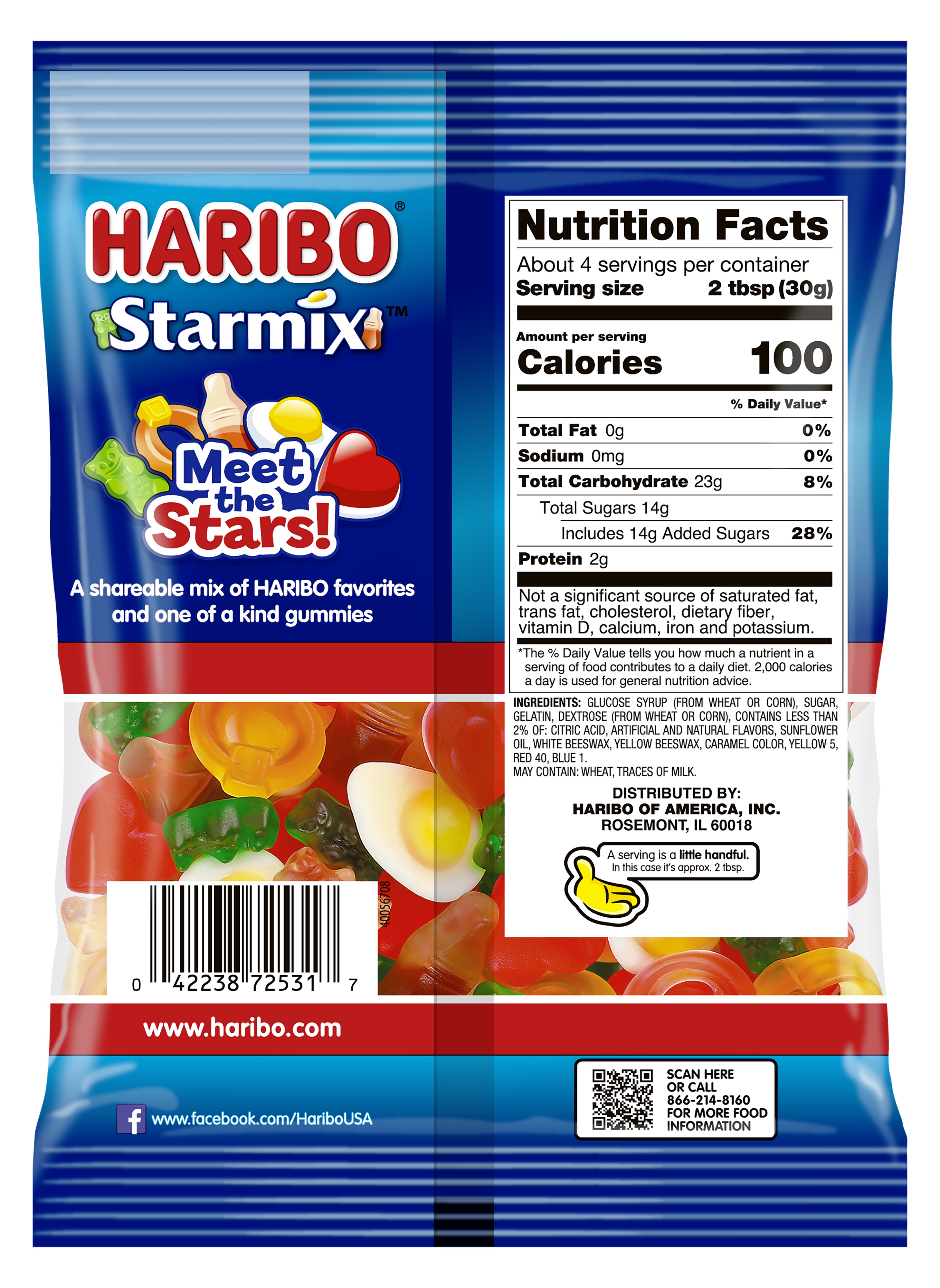 HARIBO Starmix Gummi Candies, Thin, Pack of 1, 8 oz Peg Bag thumbnail 2