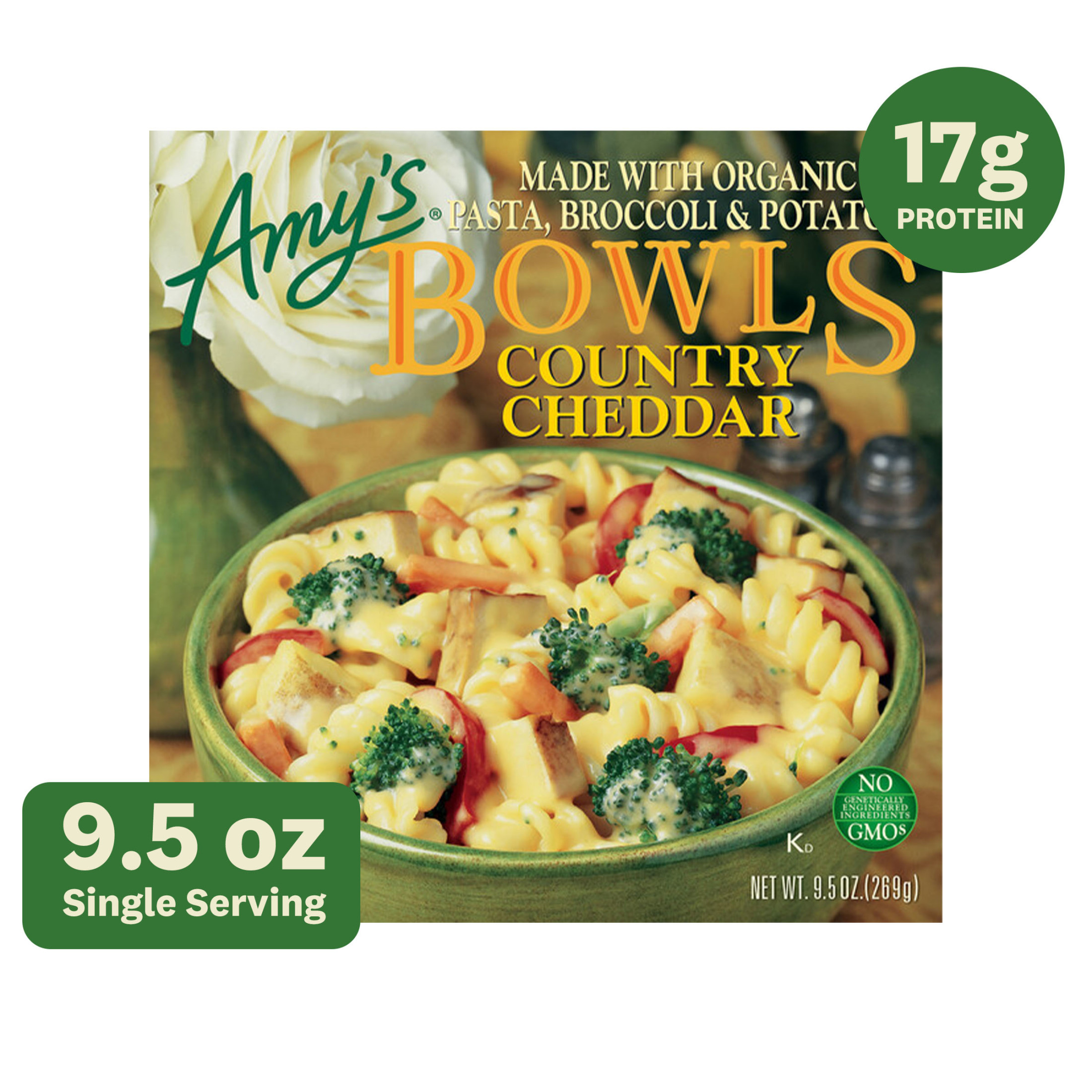 Amy's Frozen Meals, Country Cheddar Bowl, Microwave Meals, 9.5 oz