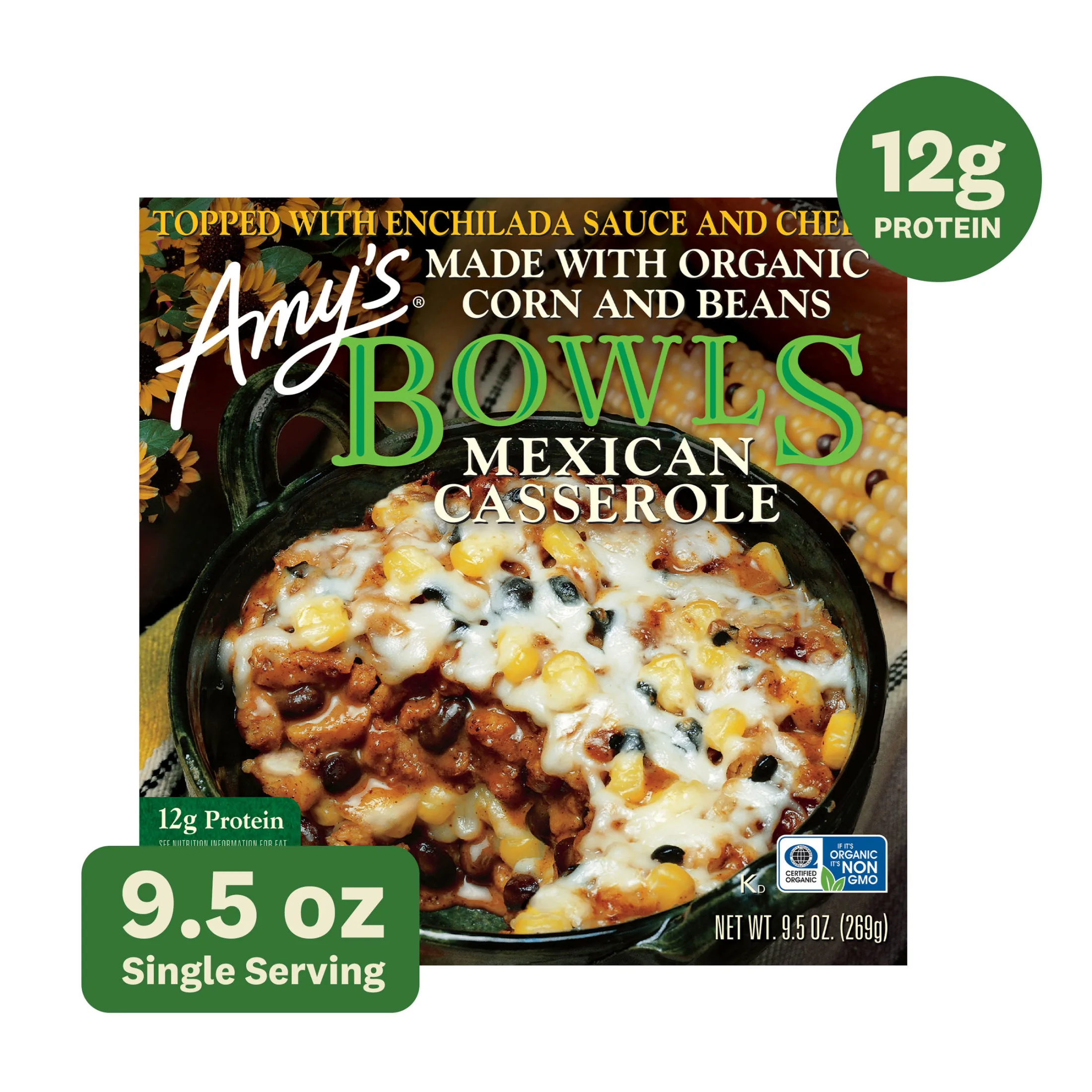 Amy's Frozen Meals, Mexican Casserole Bowl, Microwave Meals, 9.5 oz