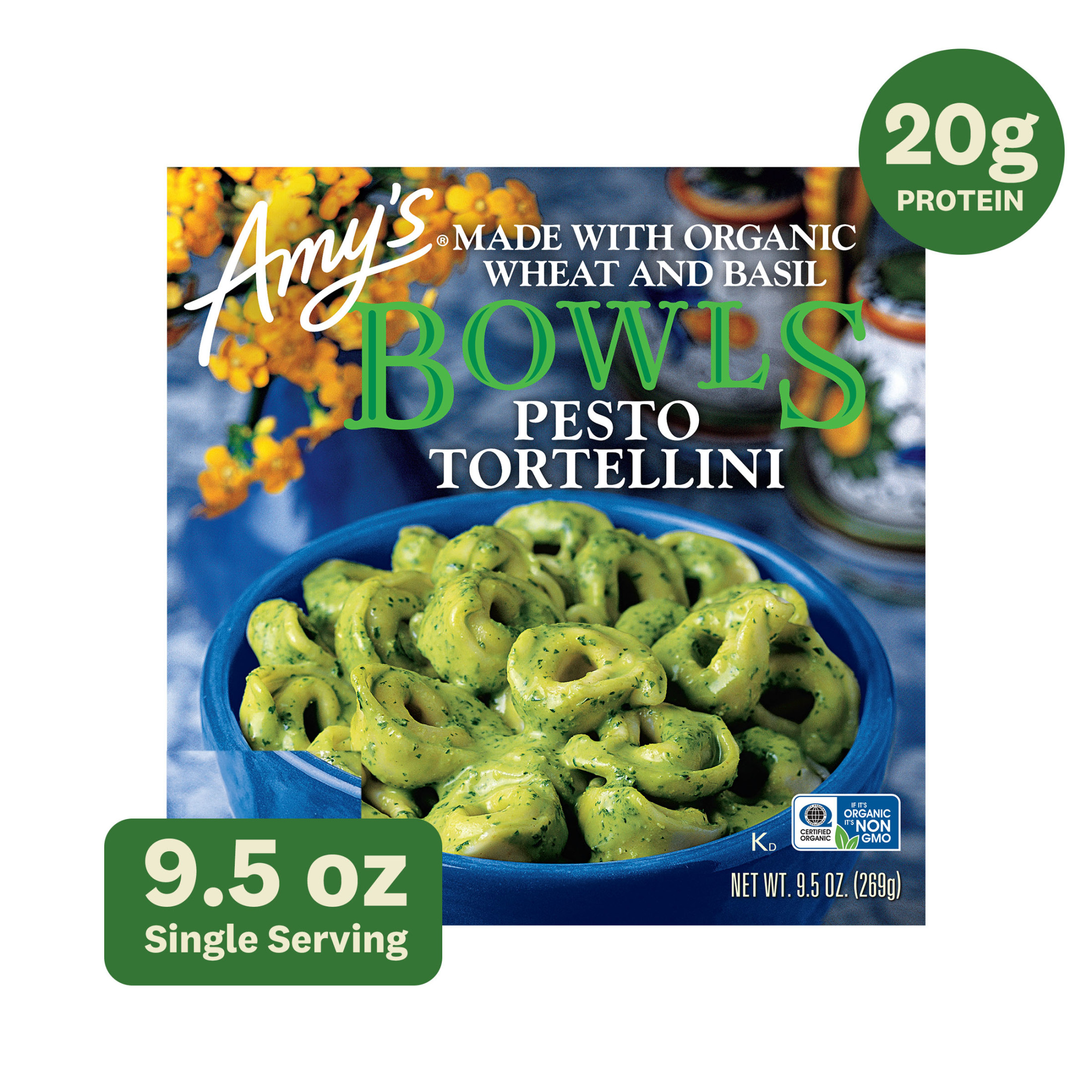 Amy's Frozen Meals, Pesto Tortellini Bowl, Microwave Meals, 9.5 oz