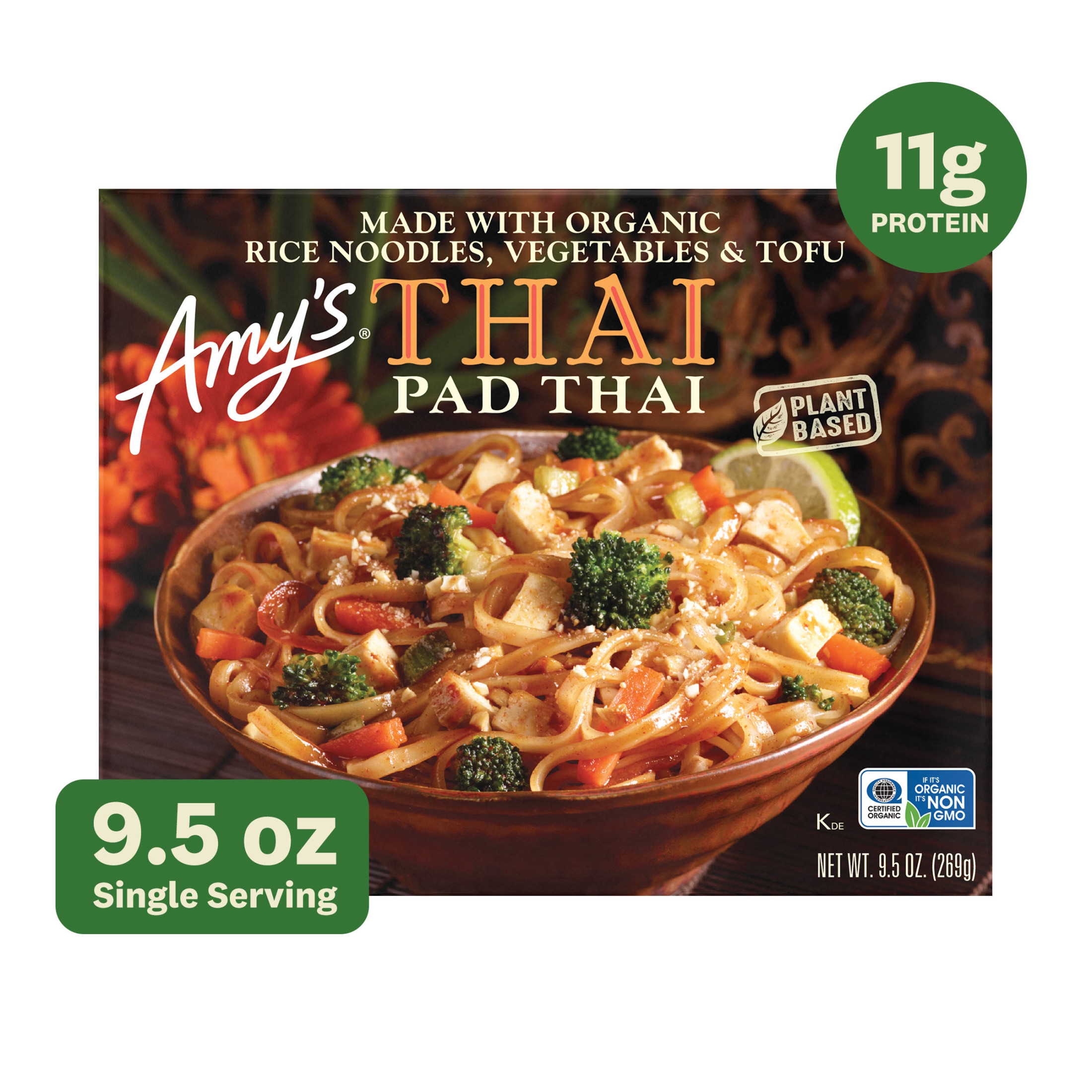 Amy's Frozen Meals, Pad Thai, Gluten Free Microwave Meals, 9.5 oz