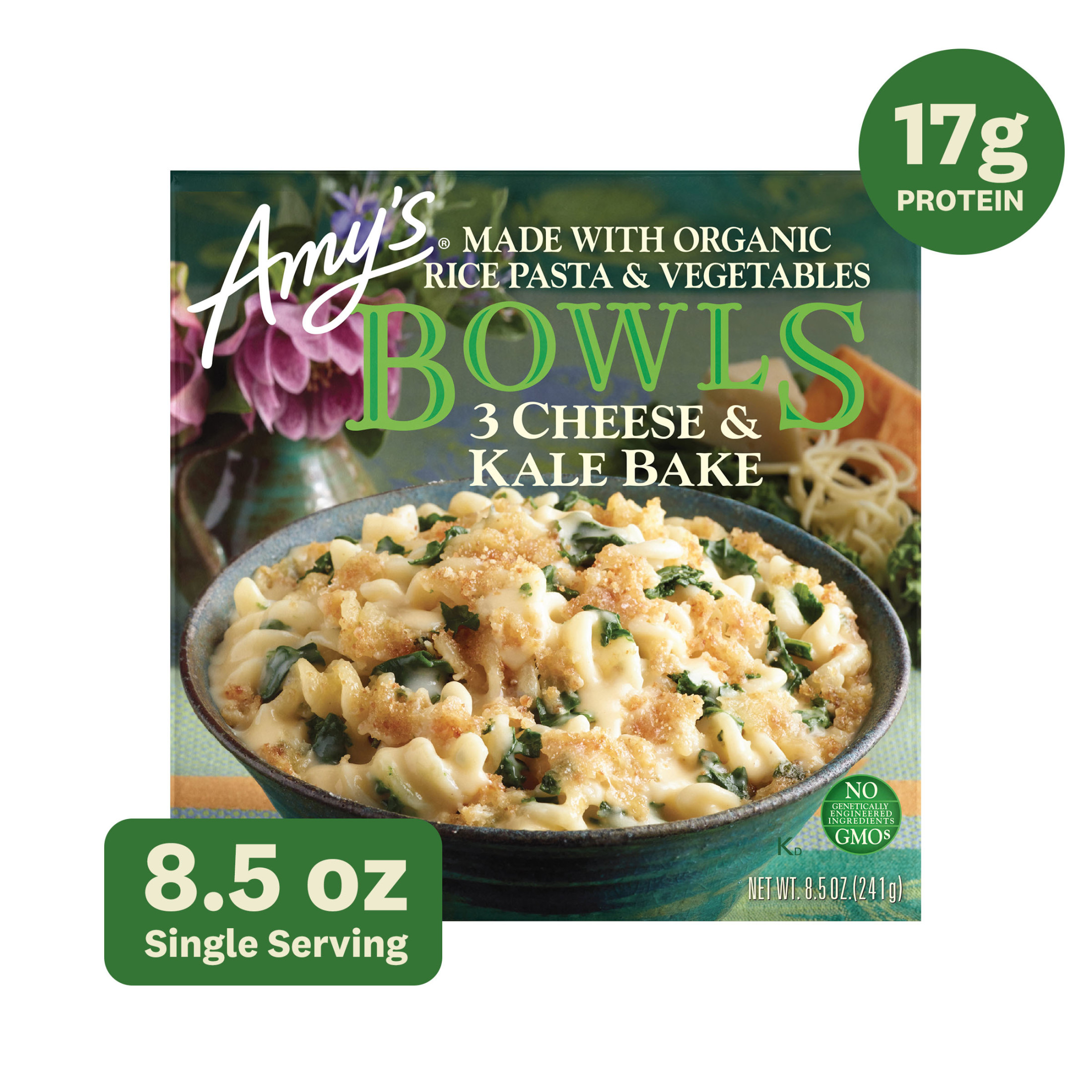 Amy's Frozen Meals, Three Cheese Kale Bake Bowl, Microwave Meals, 8.5 oz