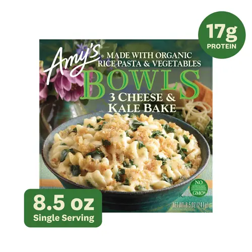 Amy's Frozen Meals, Three Cheese Kale Bake Bowl, Microwave Meals, 8.5 oz