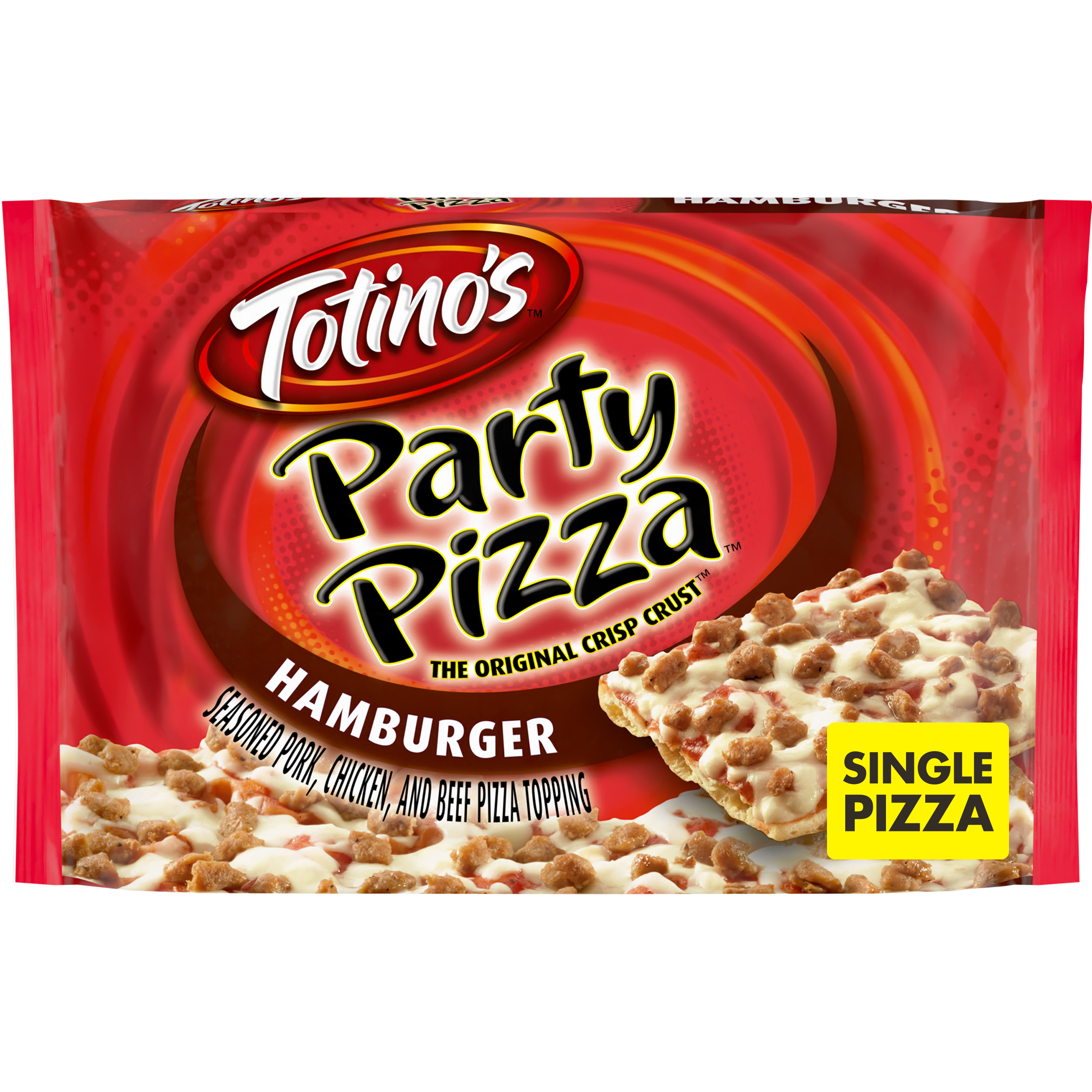 Totino's Party Pizza, Hamburger, Frozen Snacks, 1 Ct, 10.9 oz