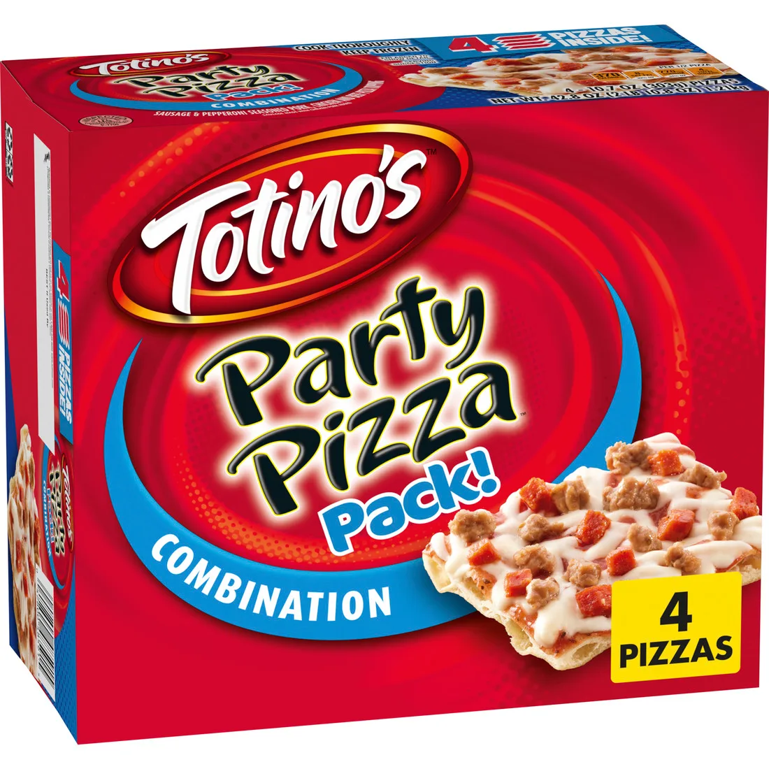Totino's Party Pizza, Combination, Frozen Snacks, 4 Ct, 42.8 oz