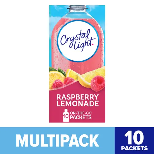 Crystal Light Raspberry Lemonade Sugar Free Drink Mix Singles Caffeine Free, 10 ct On-the-Go-Packets
