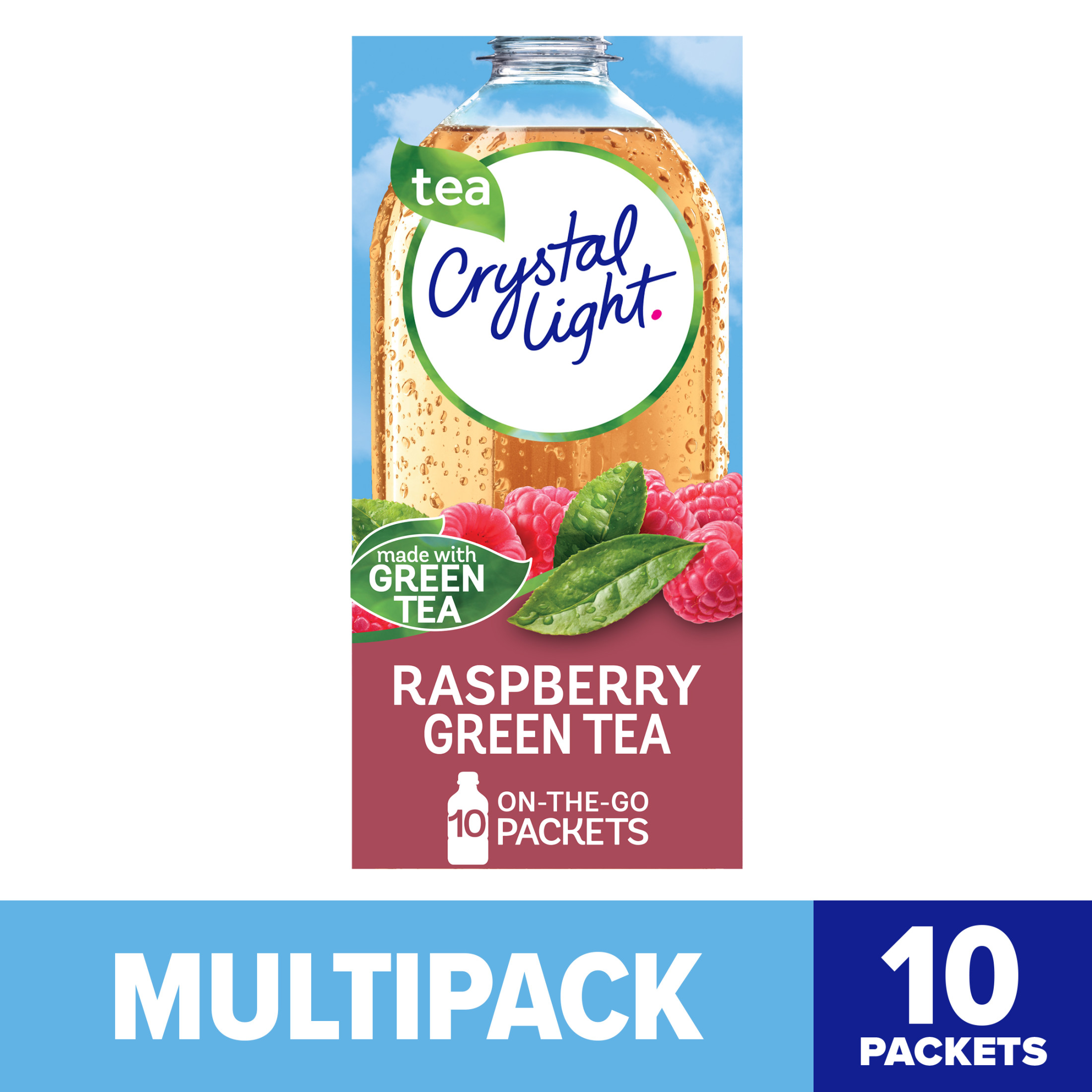 Crystal Light Raspberry Green Tea Sugar Free Drink Mix Singles, 10 ct On-the-Go-Packets