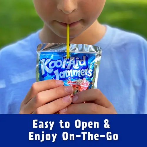 Kool Aid Jammers Blue Raspberry Kids Drink 0% Juice Box Pouches, 10 Ct Box, 6 fl oz Pouches thumbnail 2