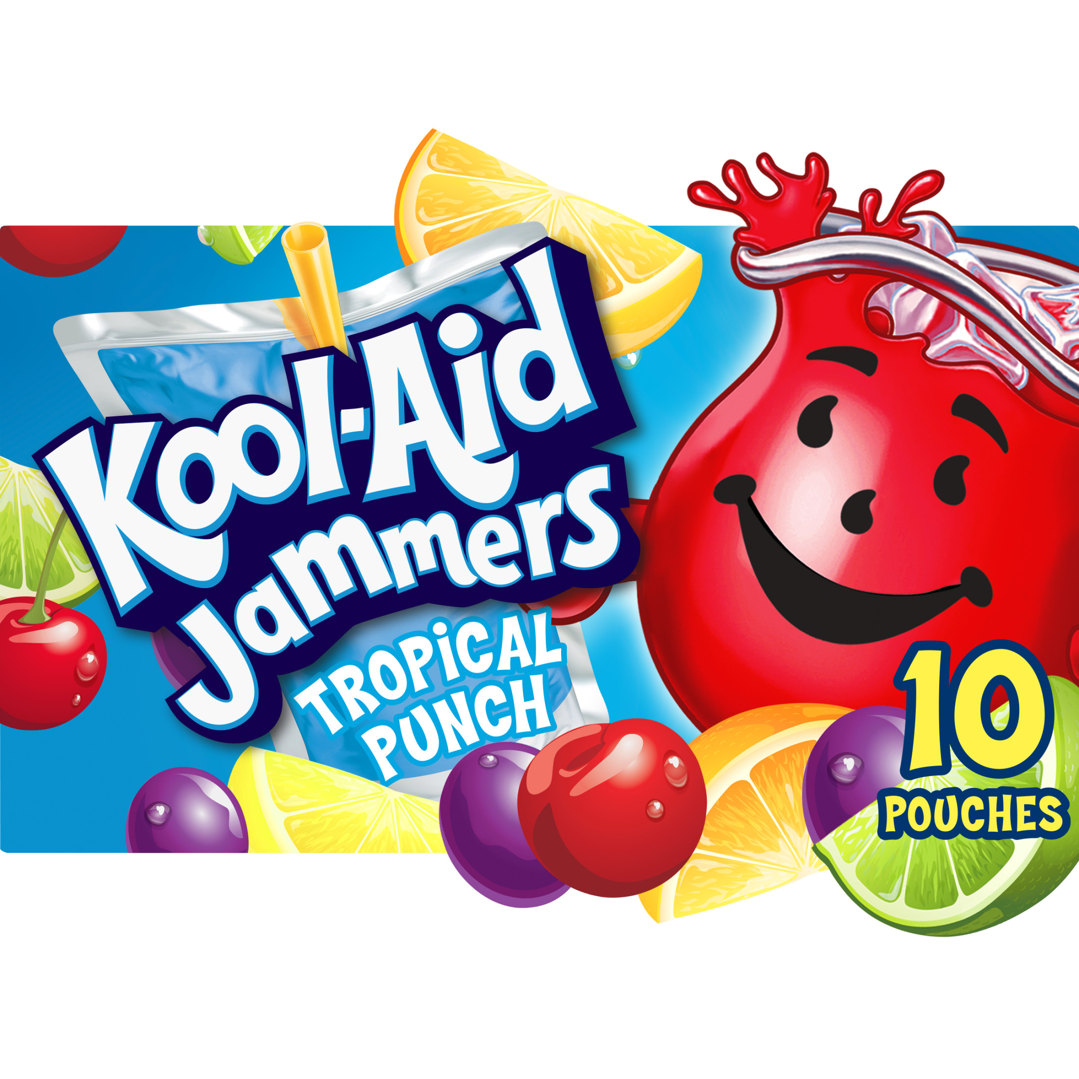 Kool Aid Jammers Tropical Punch Kids Drink 0% Juice Box Pouches, 10 Ct Box, 6 fl oz Pouches