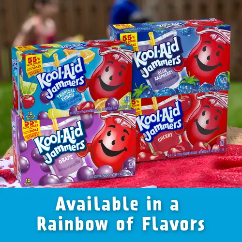 Kool Aid Jammers Tropical Punch Kids Drink 0% Juice Box Pouches, 10 Ct Box, 6 fl oz Pouches thumbnail 2