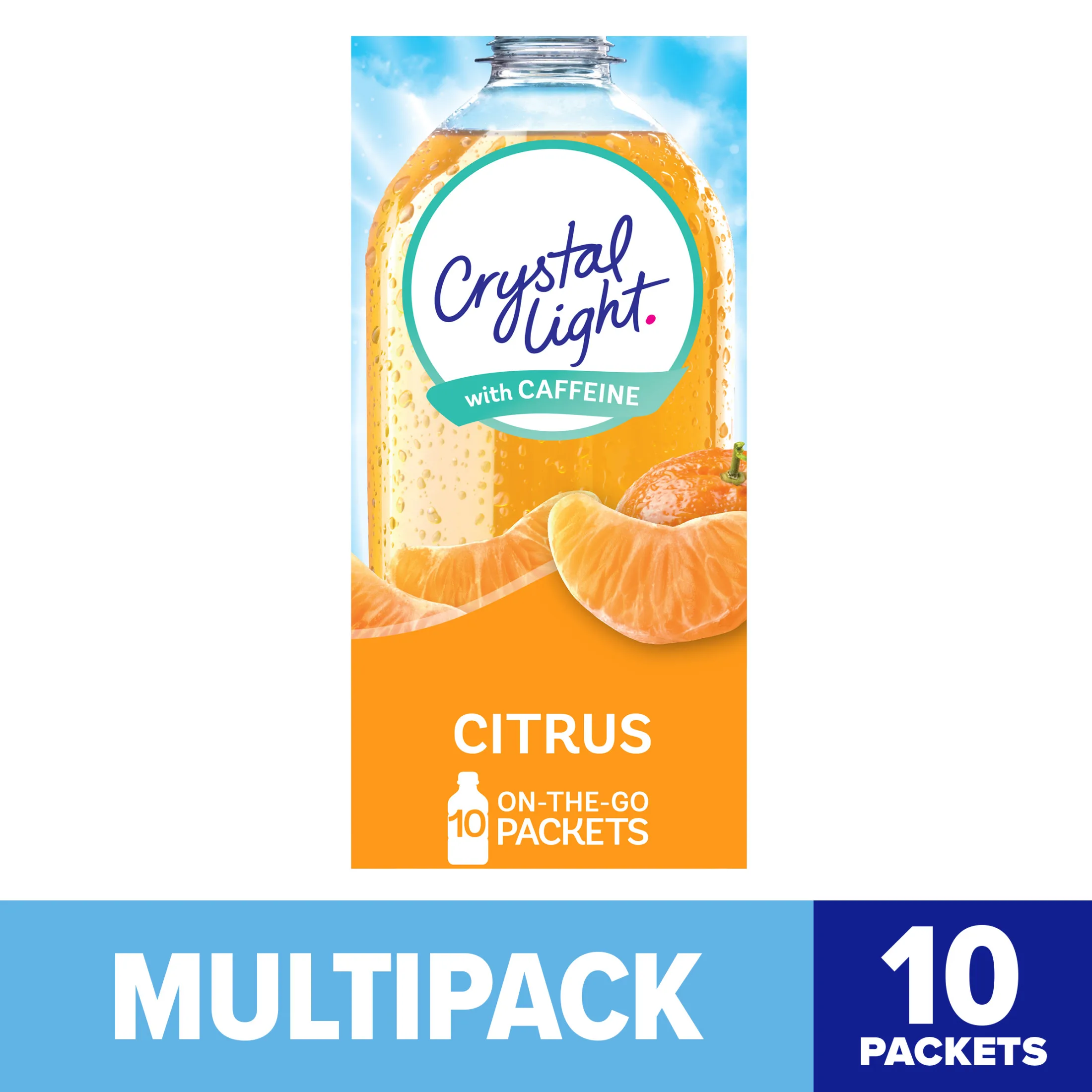 Crystal Light Citrus Sugar Free Drink Mix Singles with Caffeine, 10 ct On-the-Go-Packets