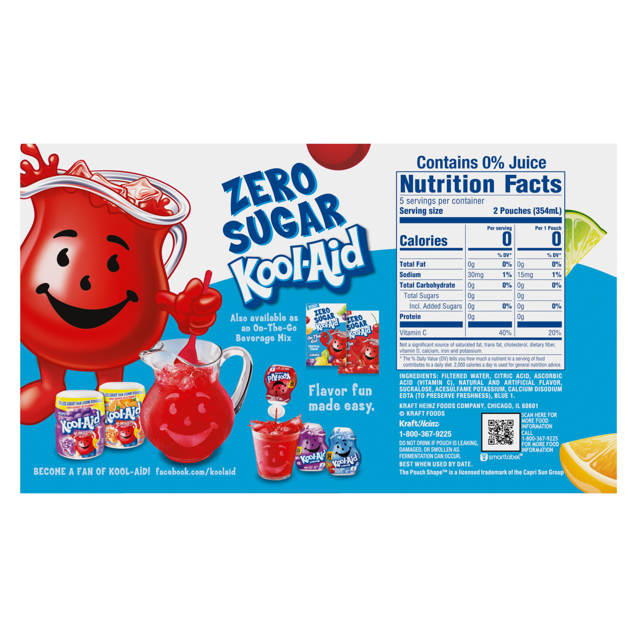 Kool-Aid Jammers Tropical Punch Zero Sugar Kids Drink Juice Box Pouches, 10 ct Box, 6 fl oz Pouches thumbnail 4