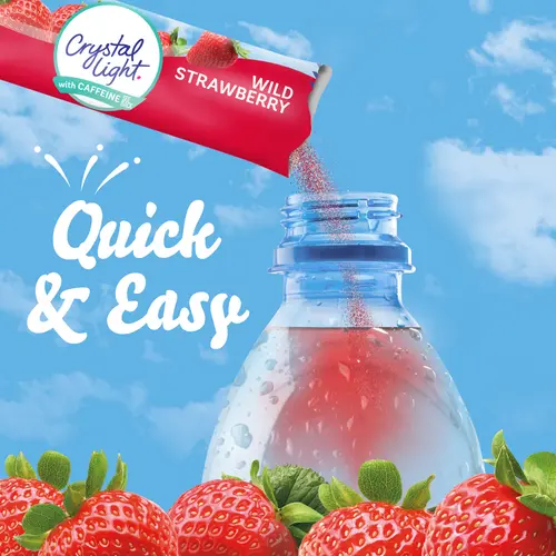 Crystal Light Wild Strawberry Sugar Free Drink Mix Singles with Caffeine, 30 ct On-the-Go-Packets thumbnail 3