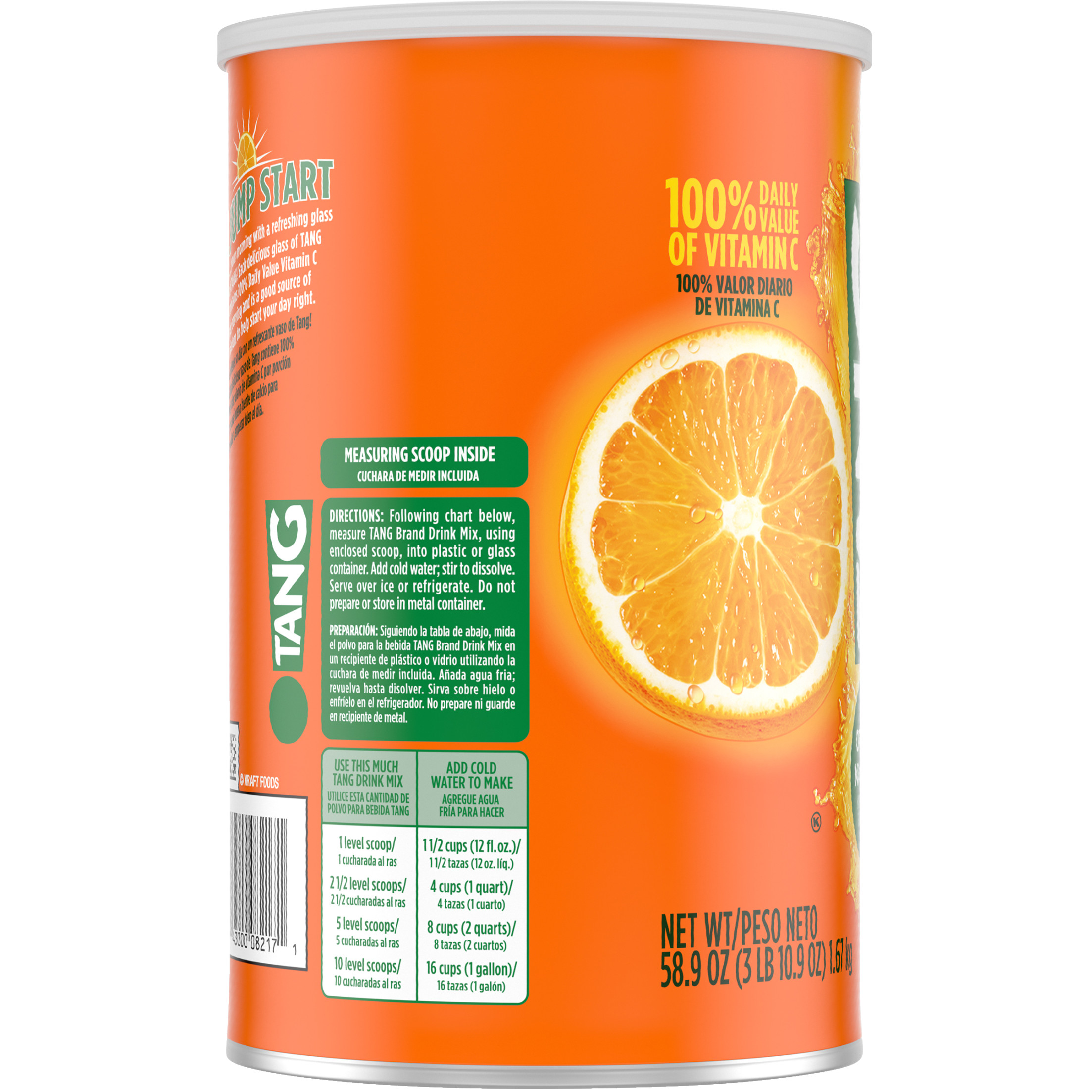 Tang Jumbo Orange Drink Mix with Vitamin C, 58.9 oz Canister thumbnail 4