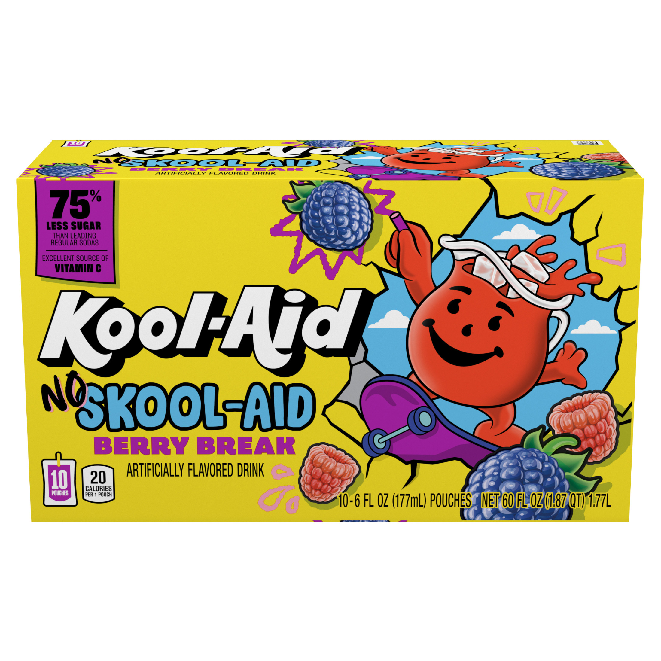 Kool-Aid No Skool-Aid Berry Break Artificially Flavored Drink, 10 ct Box, 6 oz Pouches